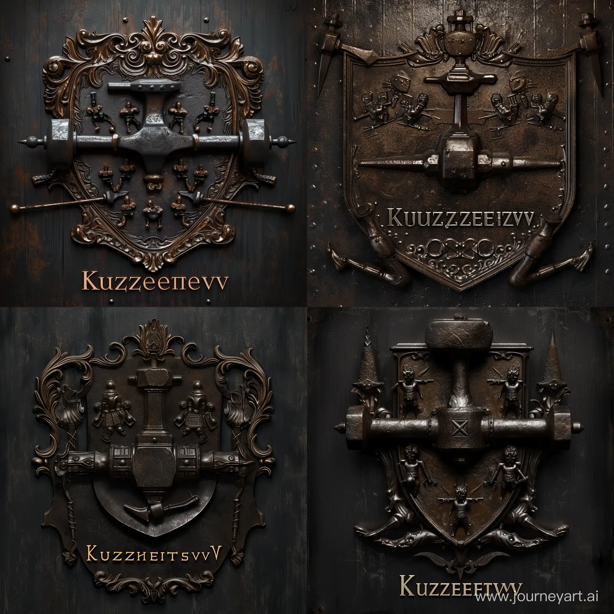 Kuznetsov-Family-Coat-of-Arms-Dark-Metal-Blacksmithing-Theme