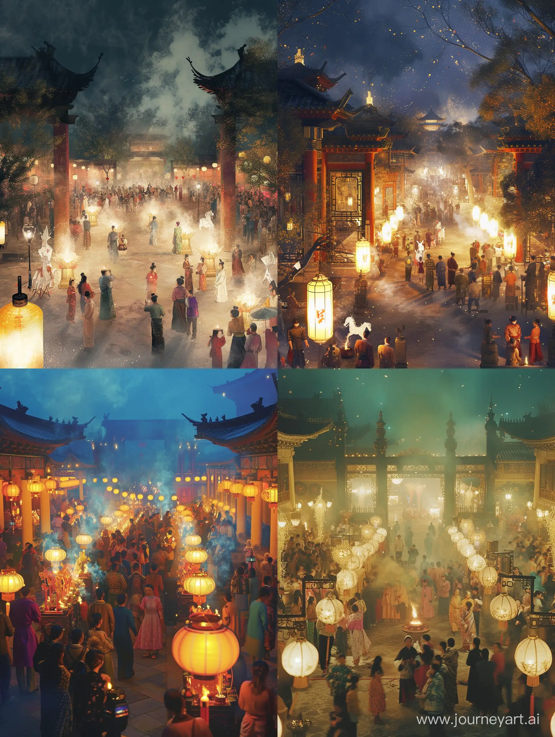 Colorful-Festivities-Buddhist-Temple-Celebration-with-MingStyle-Lanterns