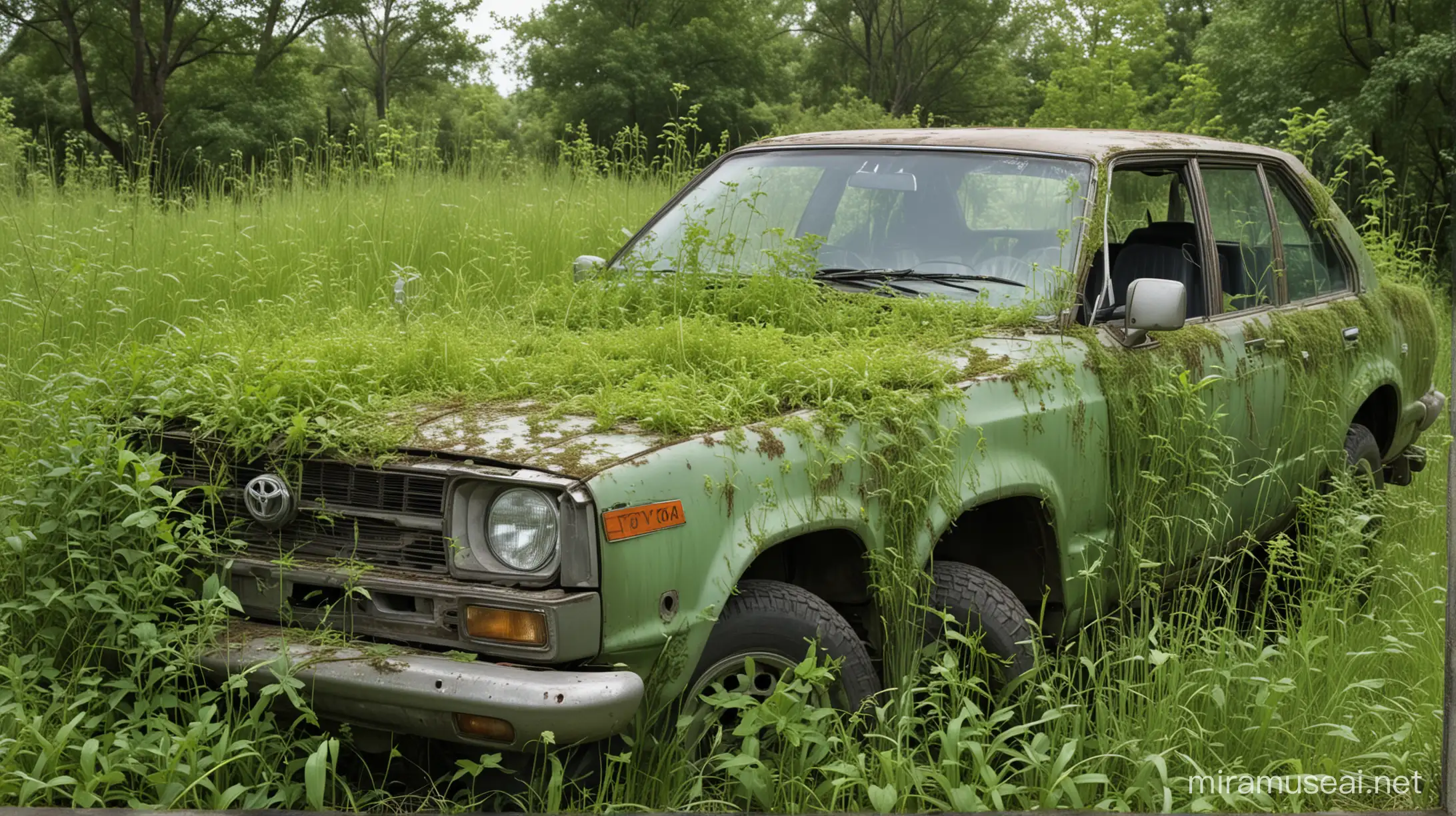 Overgrown Toyota Car Hidden in Nature