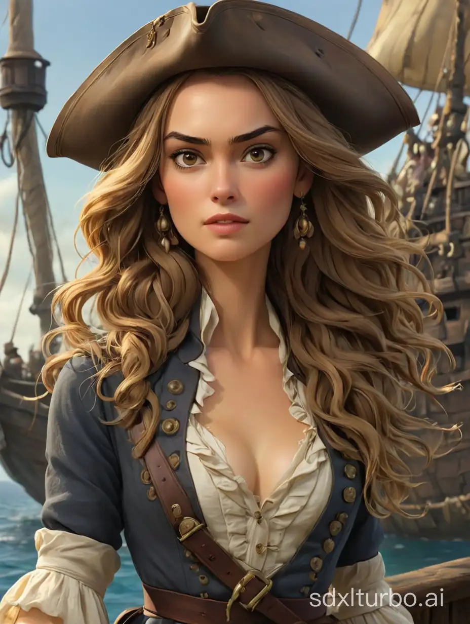 Caricature of Keira Knightley as Elizabeth Swann in Pirates Of The Caribbean