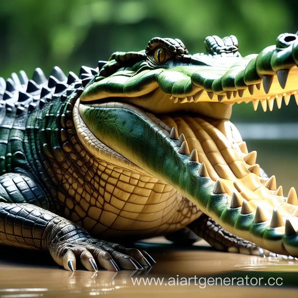 Majestic-4K-Crocodile-Emerging-from-Tranquil-Waters