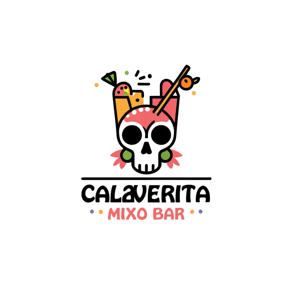 a logo design,with the text "Calaverita mixo bar", main symbol:A eskeleton ,Moderate,be used in Restaurant industry,clear background
