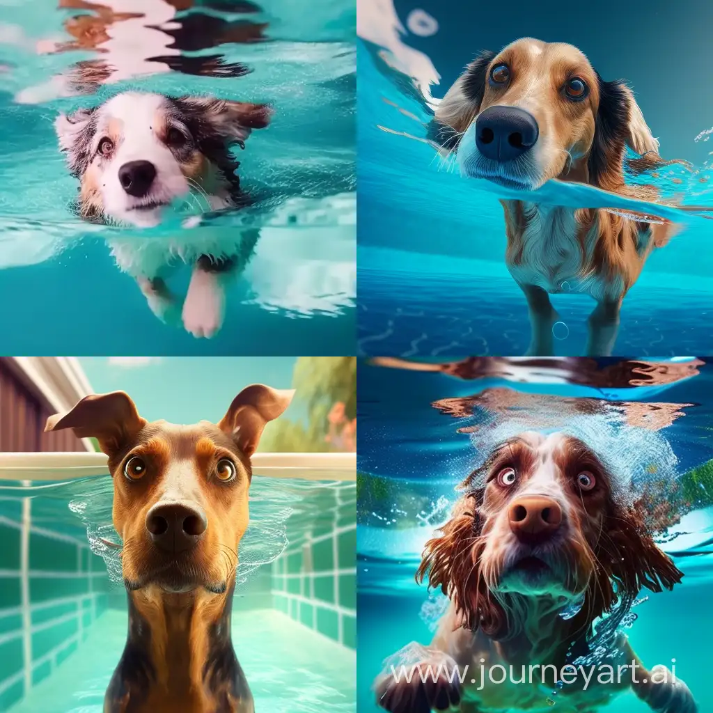 Playful-Dogs-Enjoying-a-Refreshing-Swim-in-a-Vibrant-Pool