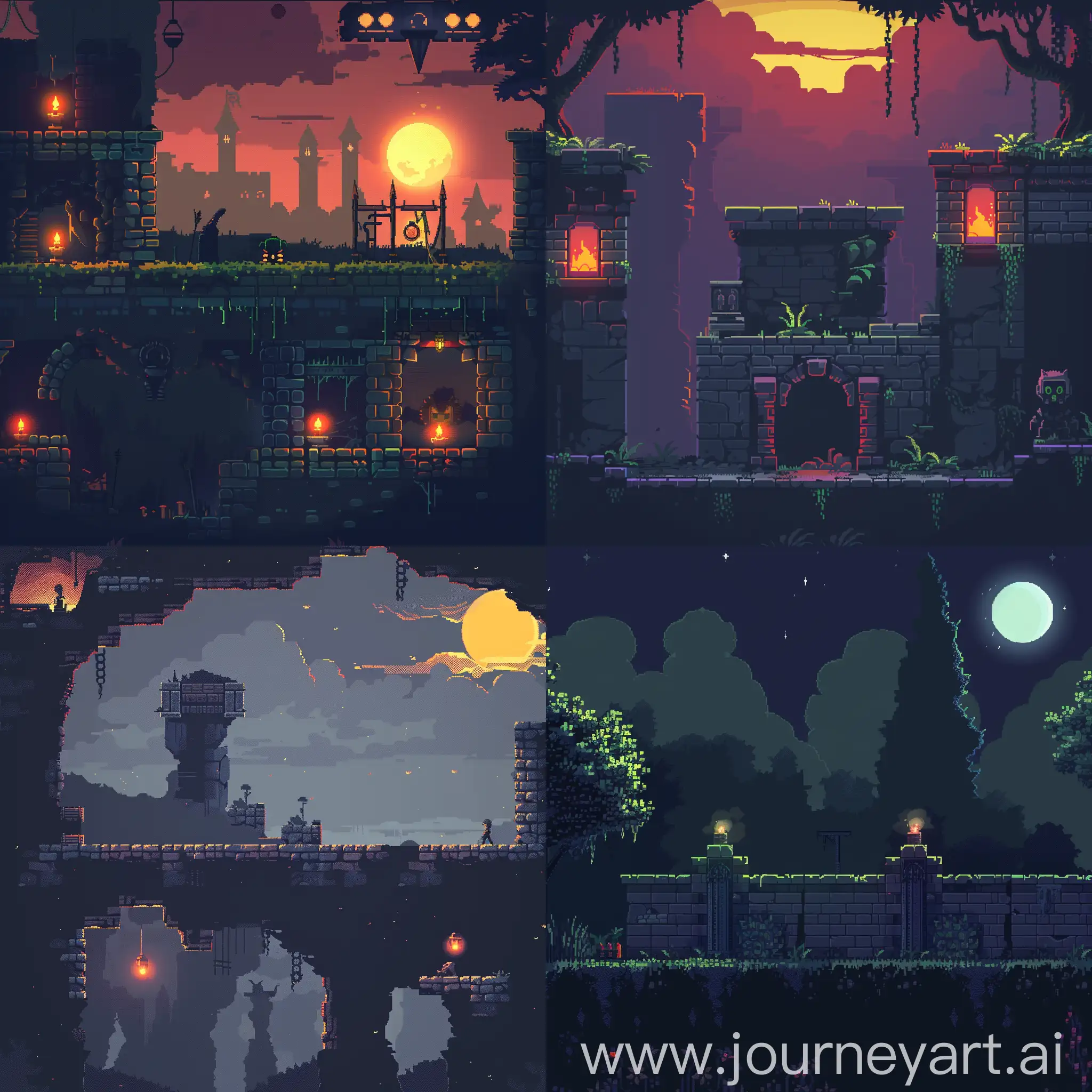 a screen game in 2d for a plataformer game in dark style