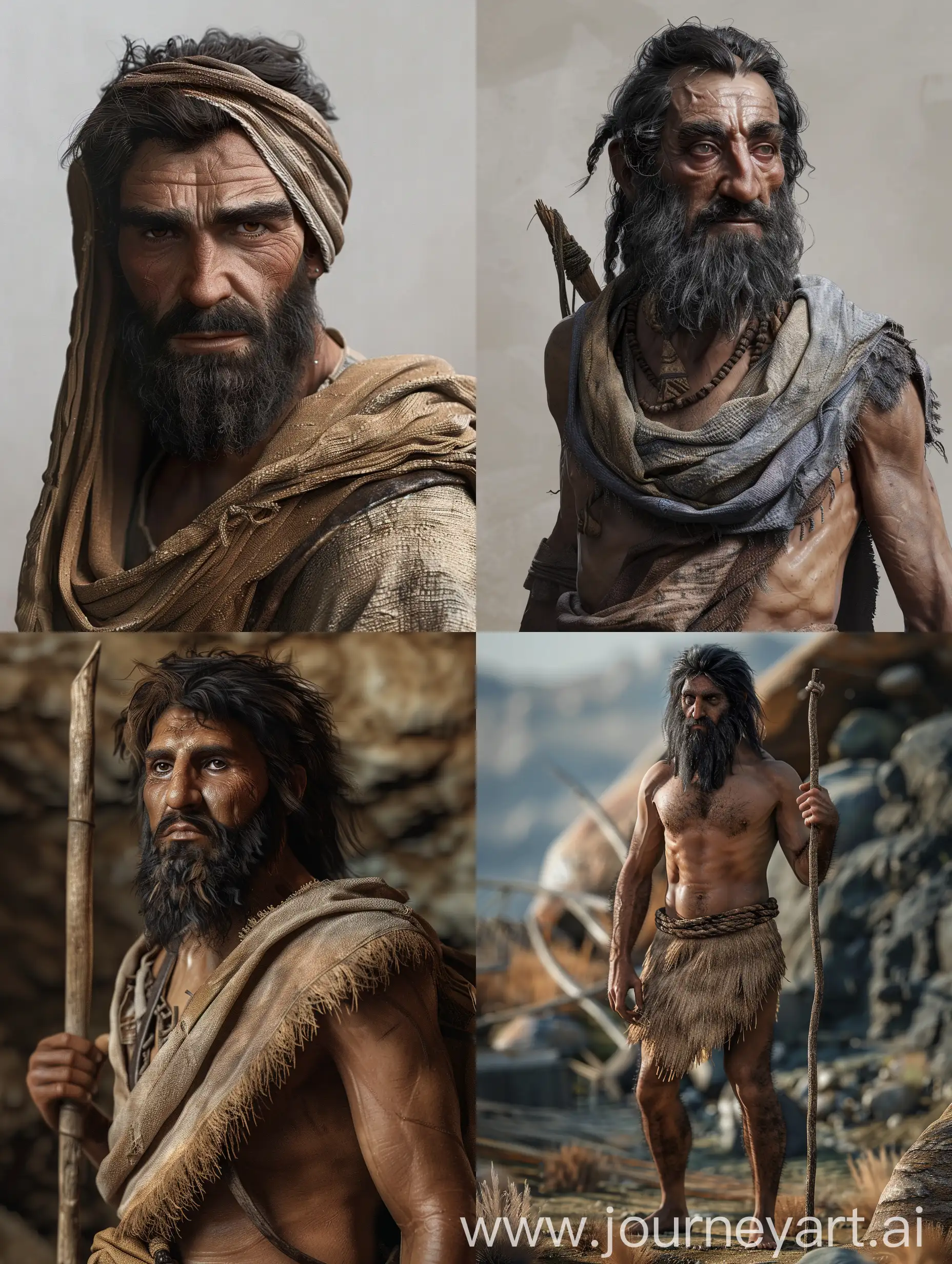 high-resolution, zagrosian neolithic farmer male realistic