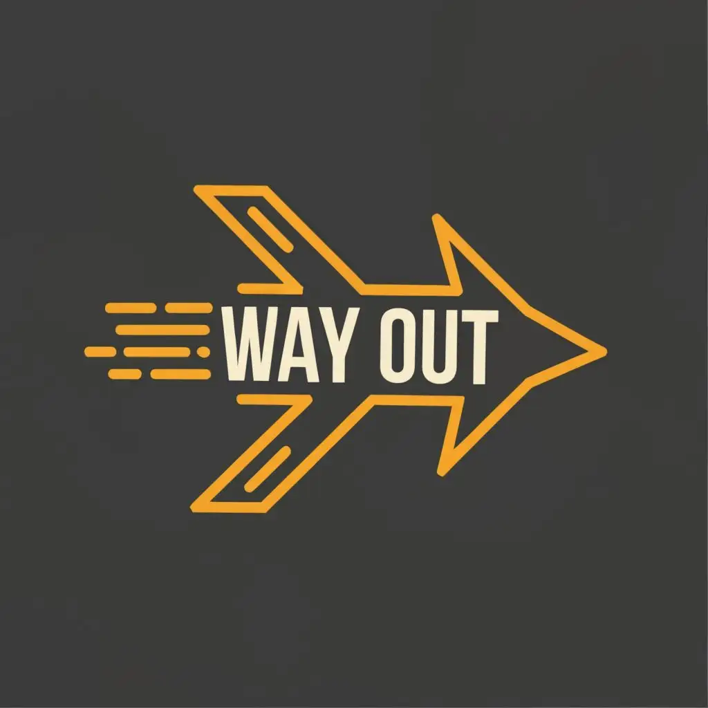 logo, arrow, with the text "way out", typography, be used in Automotive industry