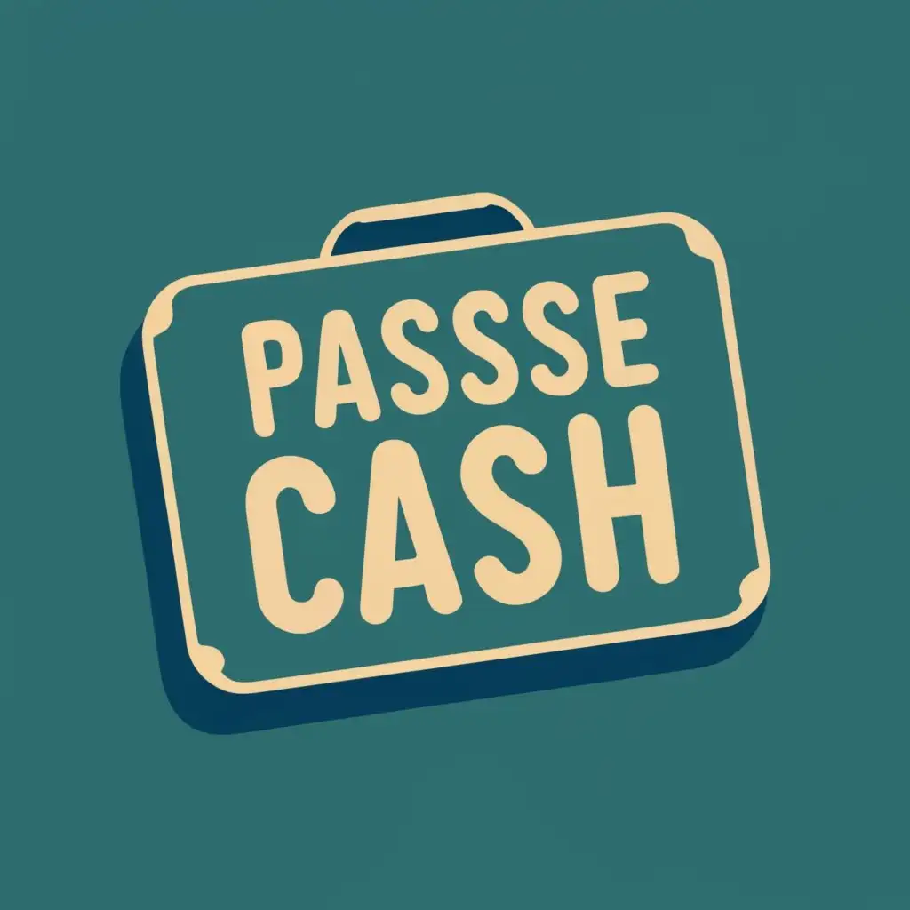 logo, cash, money, modern, with the text "cash suitcase, with the text "PASSE AU CA$H" inside the case", typography, be used in Finance industry