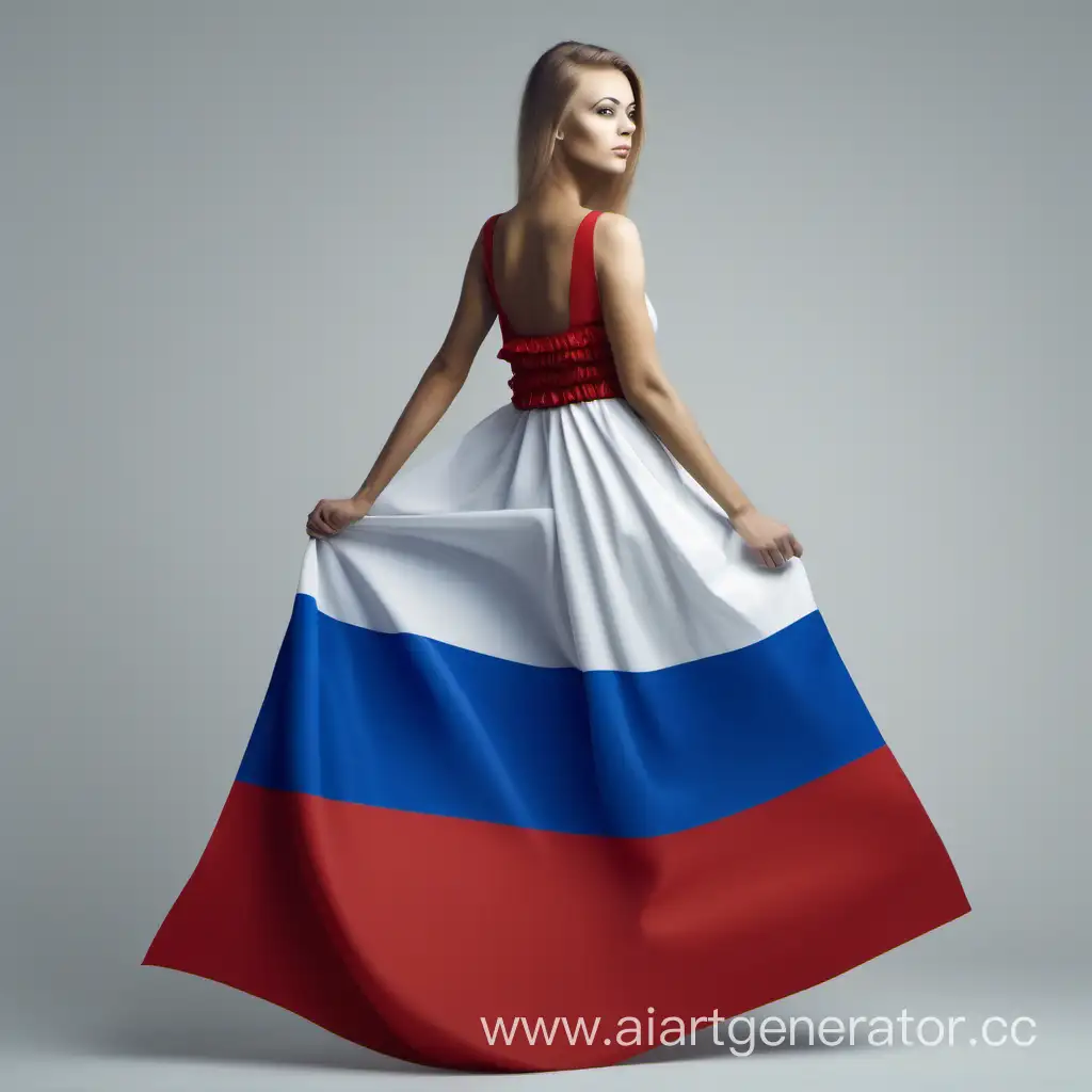 Russian-Flag-Dress-Worn-by-Elegant-Woman