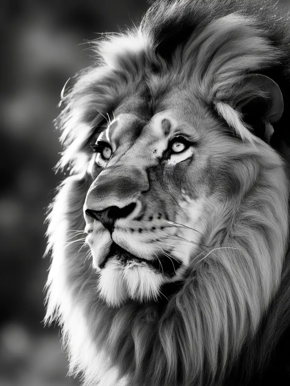 Majestic Black and White Lion with a Striking Mane