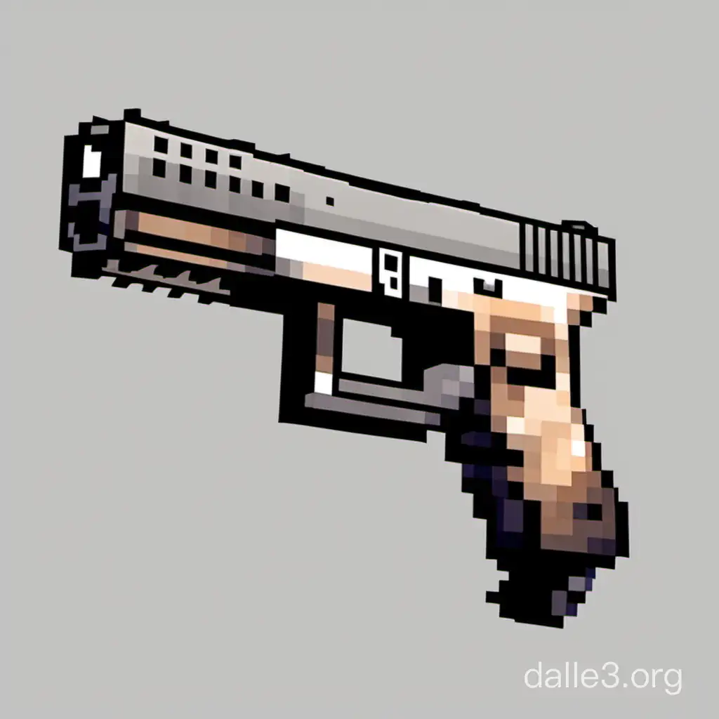 Pixel Art Illustration of Glock 18 Weapon | Dalle3 AI