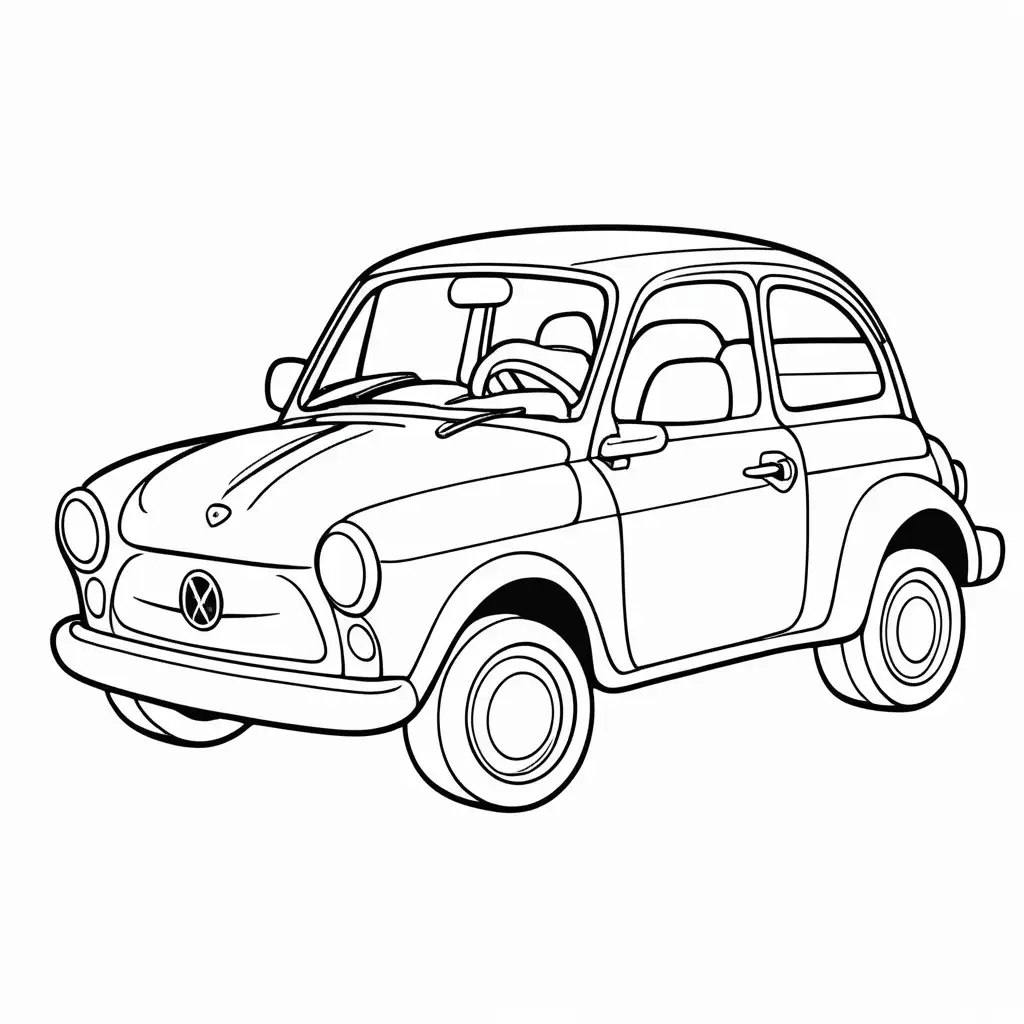 Adorable Cartoon Car Coloring Page for Kids