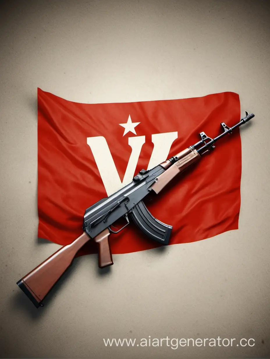 Russian-Flag-and-Kalashnikov-Rifle-with-Letter-V