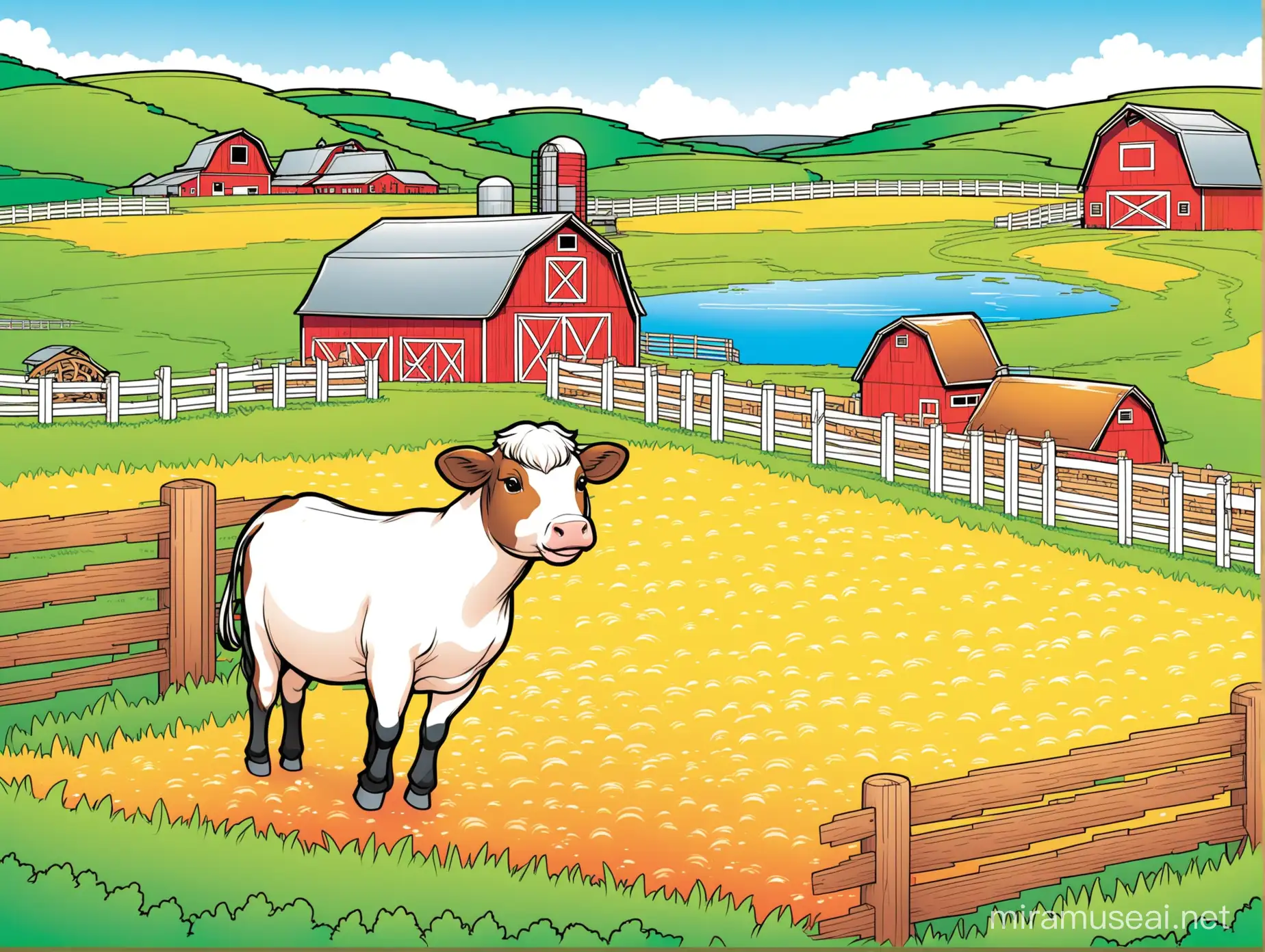 Colorful Farm Animals Coloring Book Cover