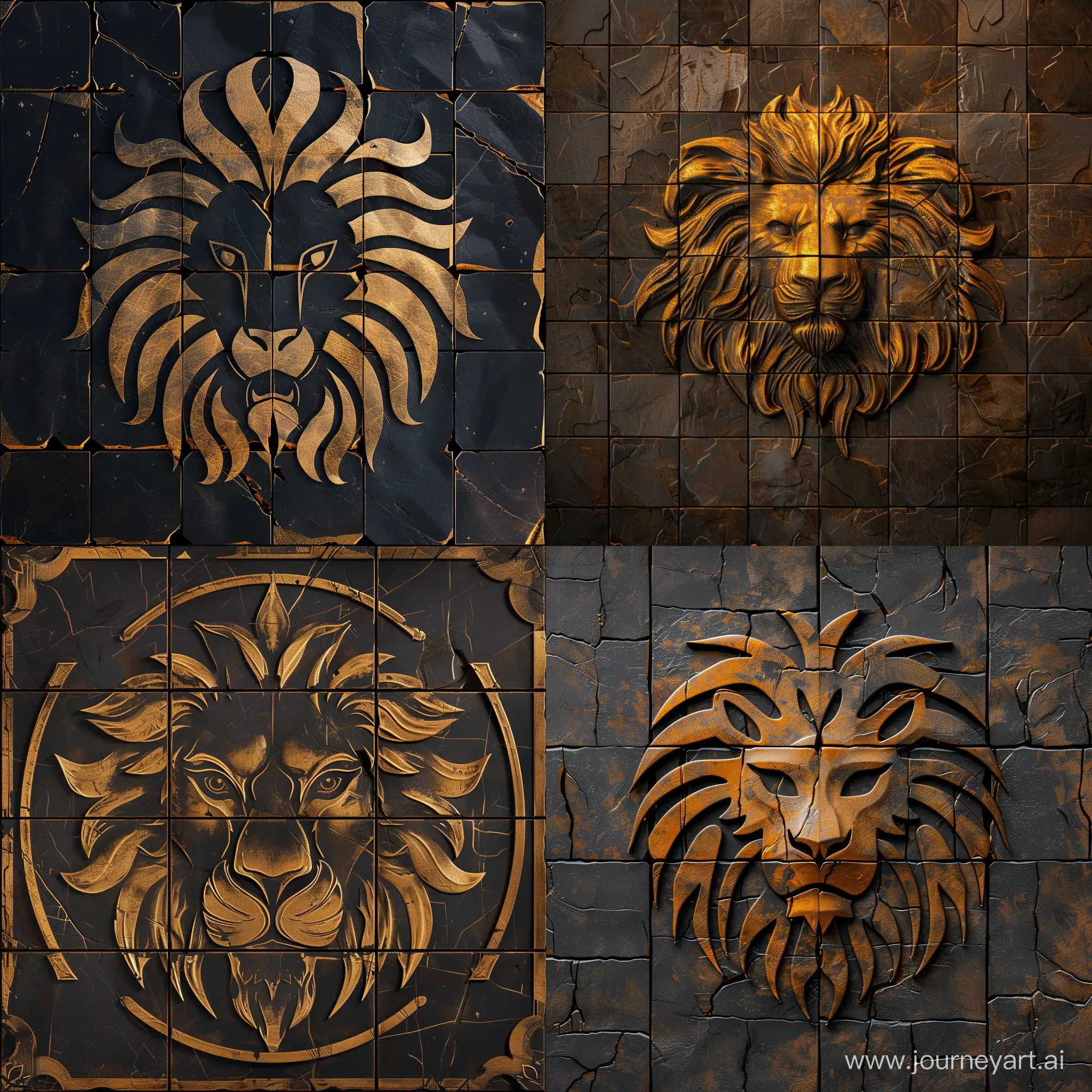 Futuristic-Cyberpunk-Lion-Logo-on-Tile-Texture
