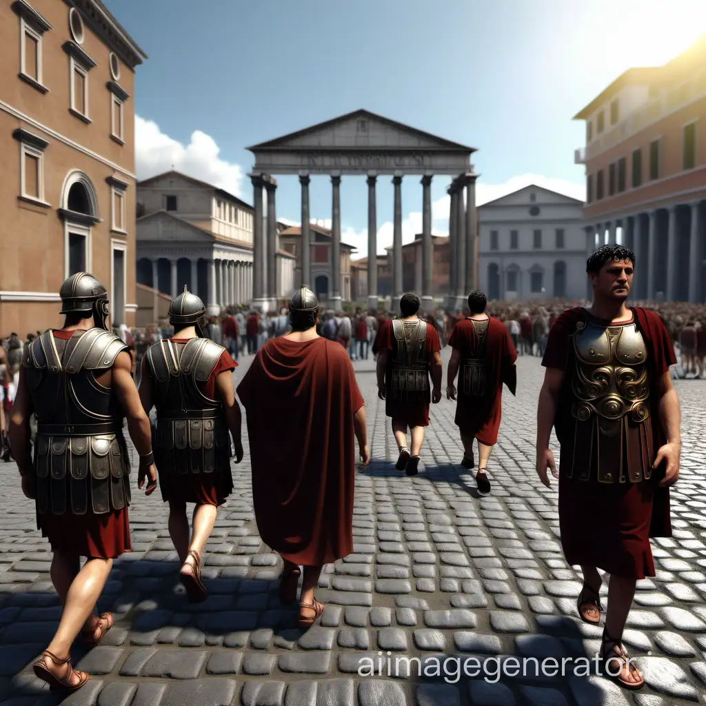 Roman people walking in Rome  realistic