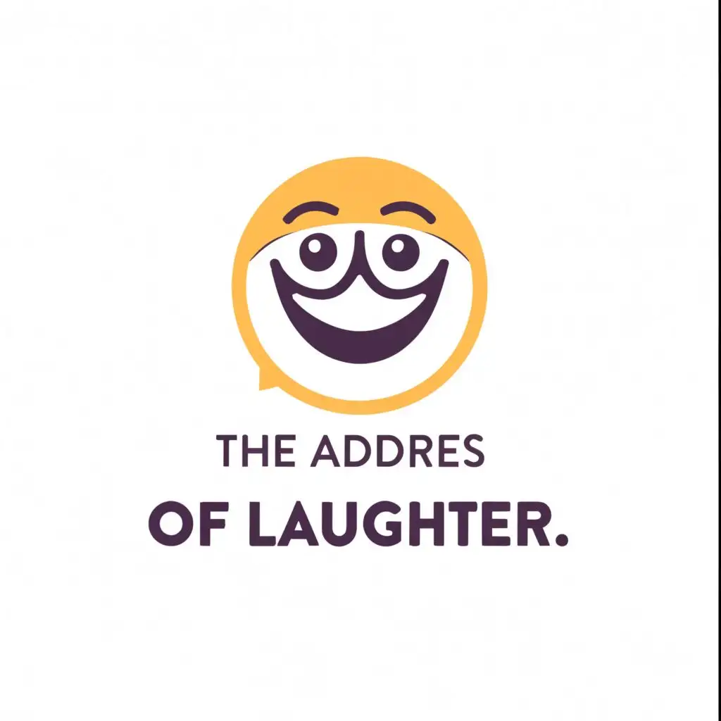 logo, Laughing face emoji, with the text "The address of laughter", typography