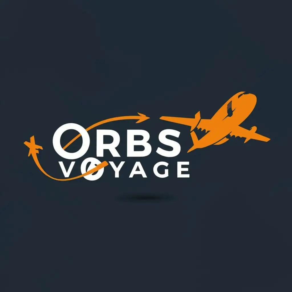 logo, Airplane, with the text "OrbisVoyage", typography, be used in Travel industry