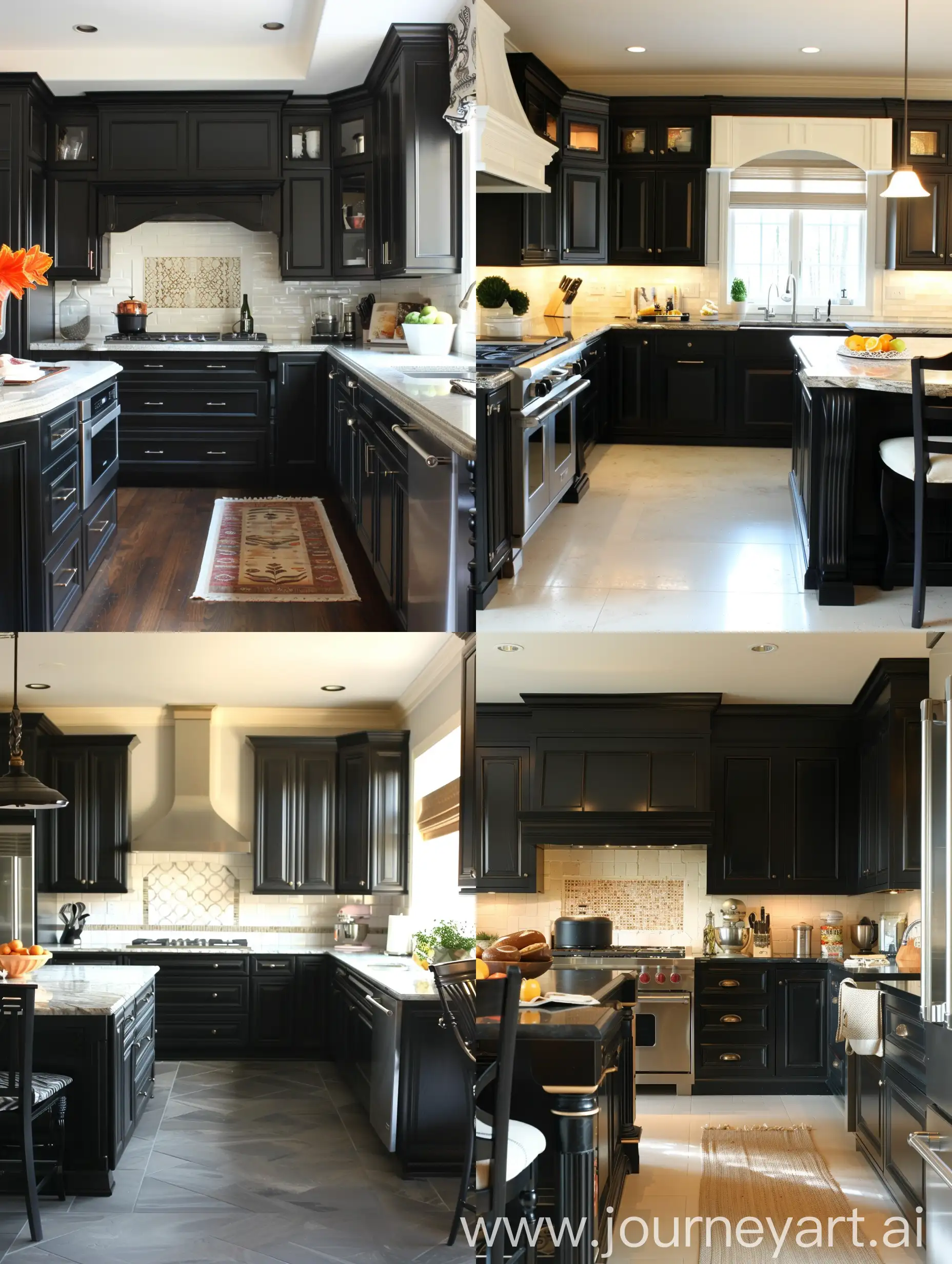 Warm-Morning-Light-in-Stylish-Black-and-Cream-Kitchen