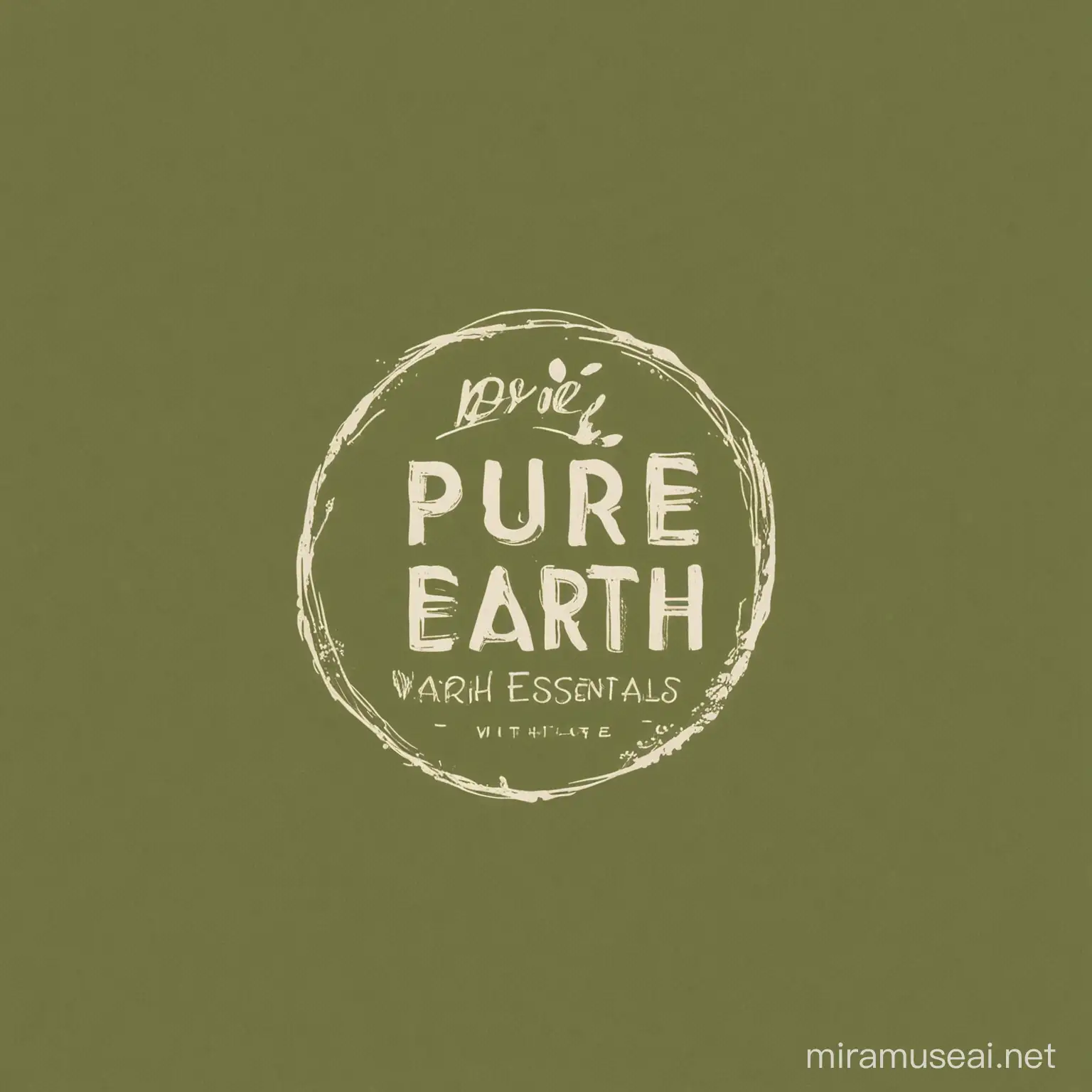 Pure Earth Essentials Logo Design on Olive Green Background