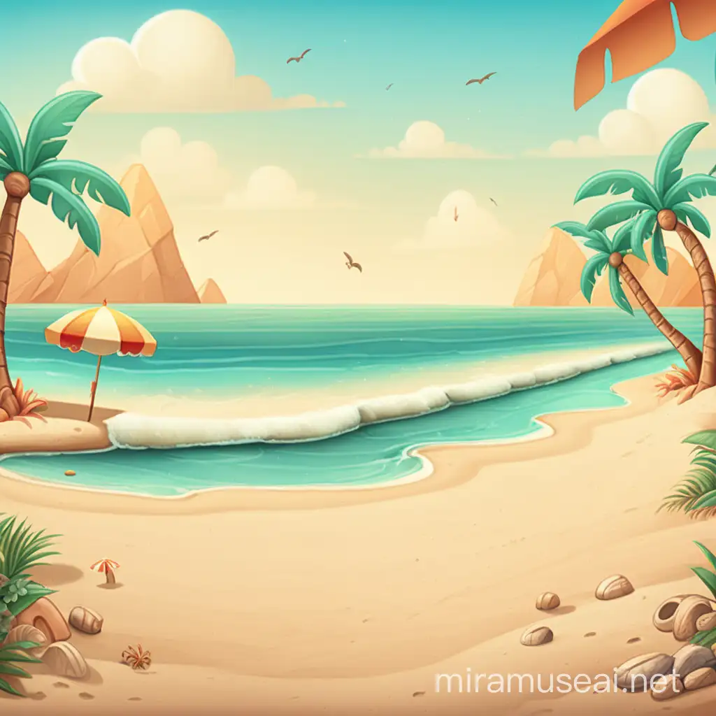 Sunset Coastline in 2D Game Art Style