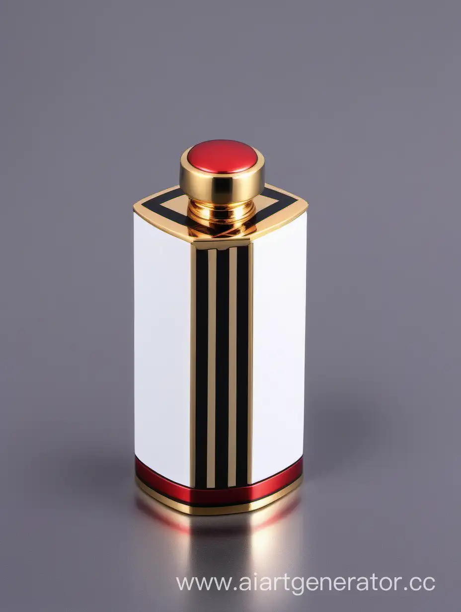 Zamac Perfume decorative ornamental long cap,  white  black color with matt RED WITH GOLD LINES metallizing finish