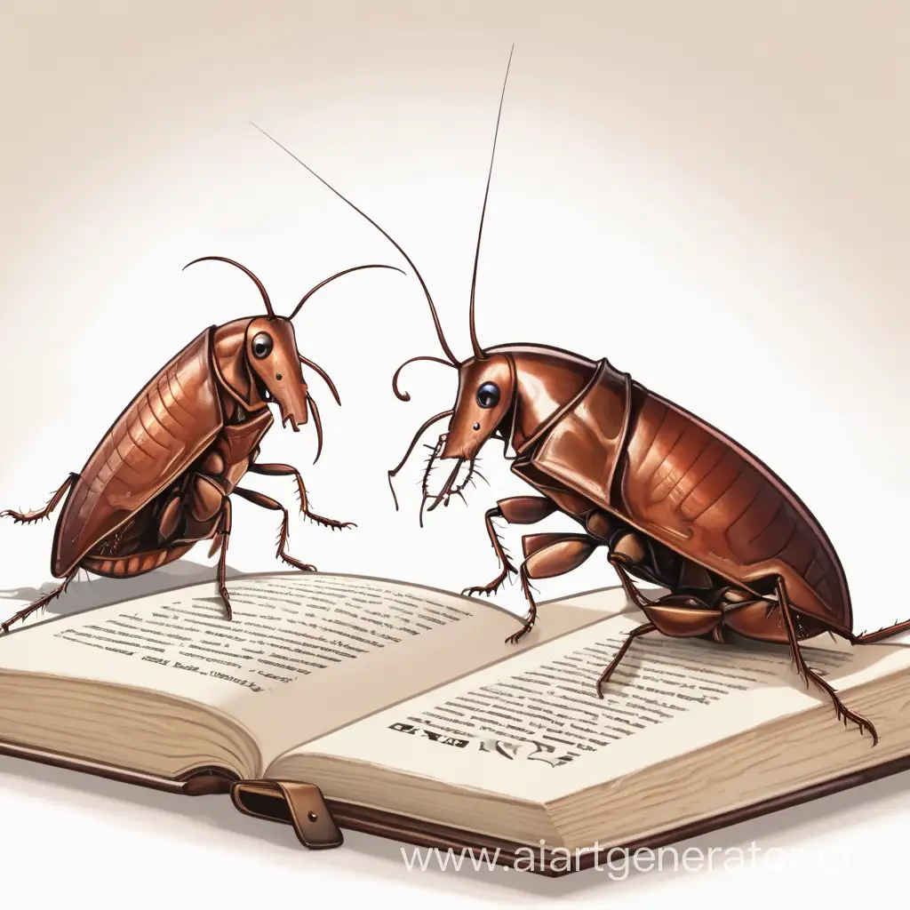Curious-Cockroach-Reading-with-Onlookers
