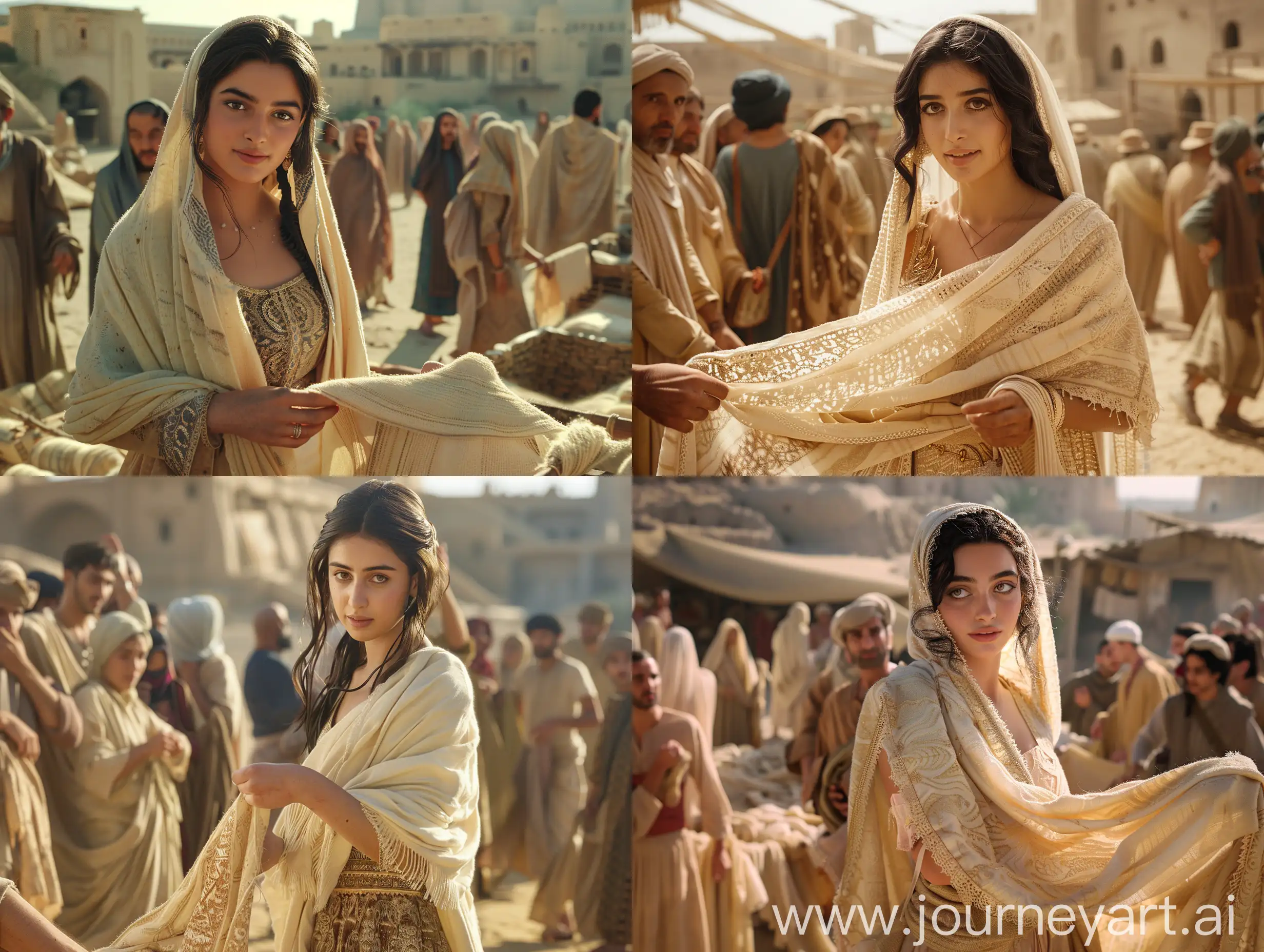 Persian-Woman-Selling-HandWoven-Shawls-at-Bam-Citadel-Market