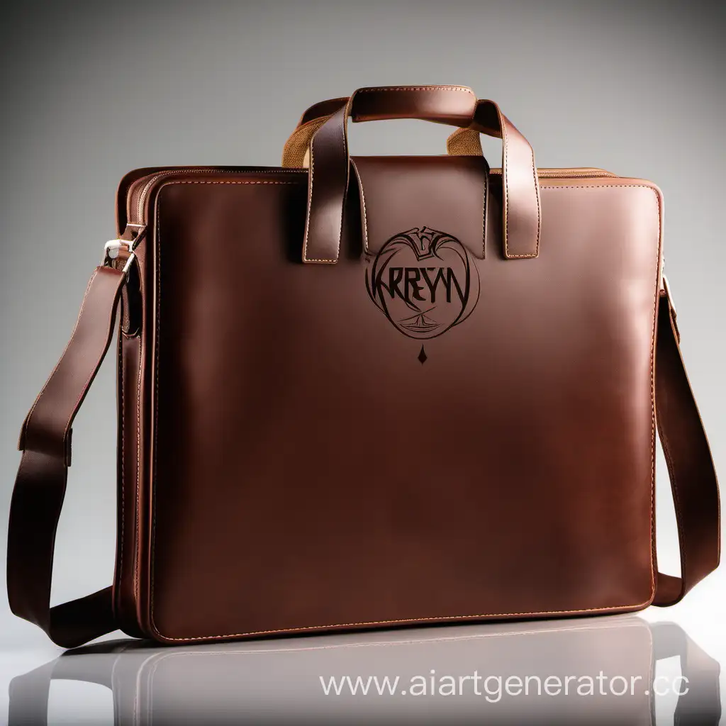 Деловой портфель, сумка с рукояткой из натуральной кожи с логотипом "КРЭЙН - кожаные изделия"