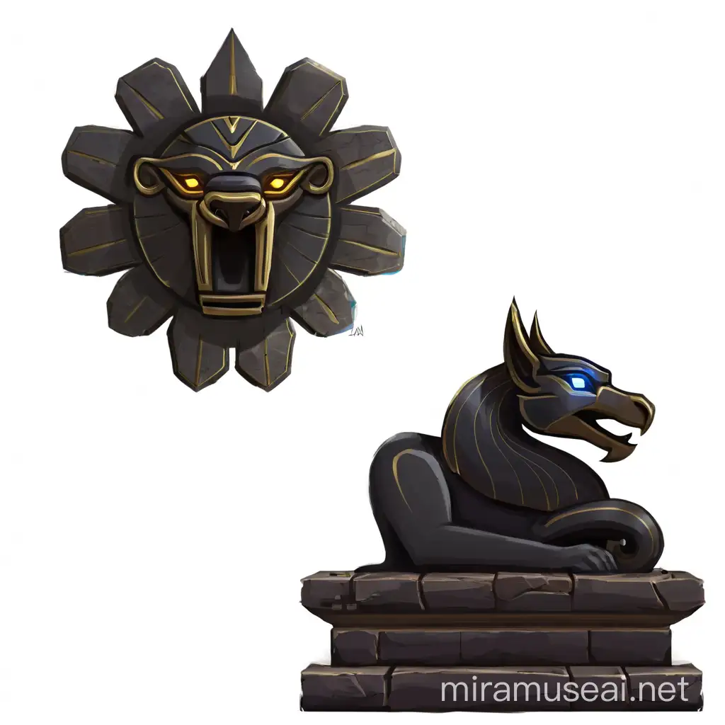 Recreate these video game props with ancient egyptian style, use video game design, digital painting, 