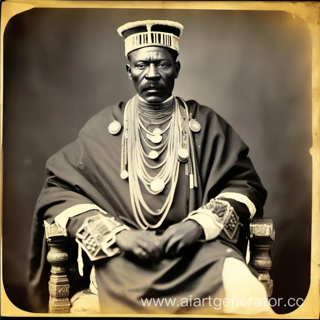 African-Zulu-Emperor-in-Vintage-1918-Style-Photograph