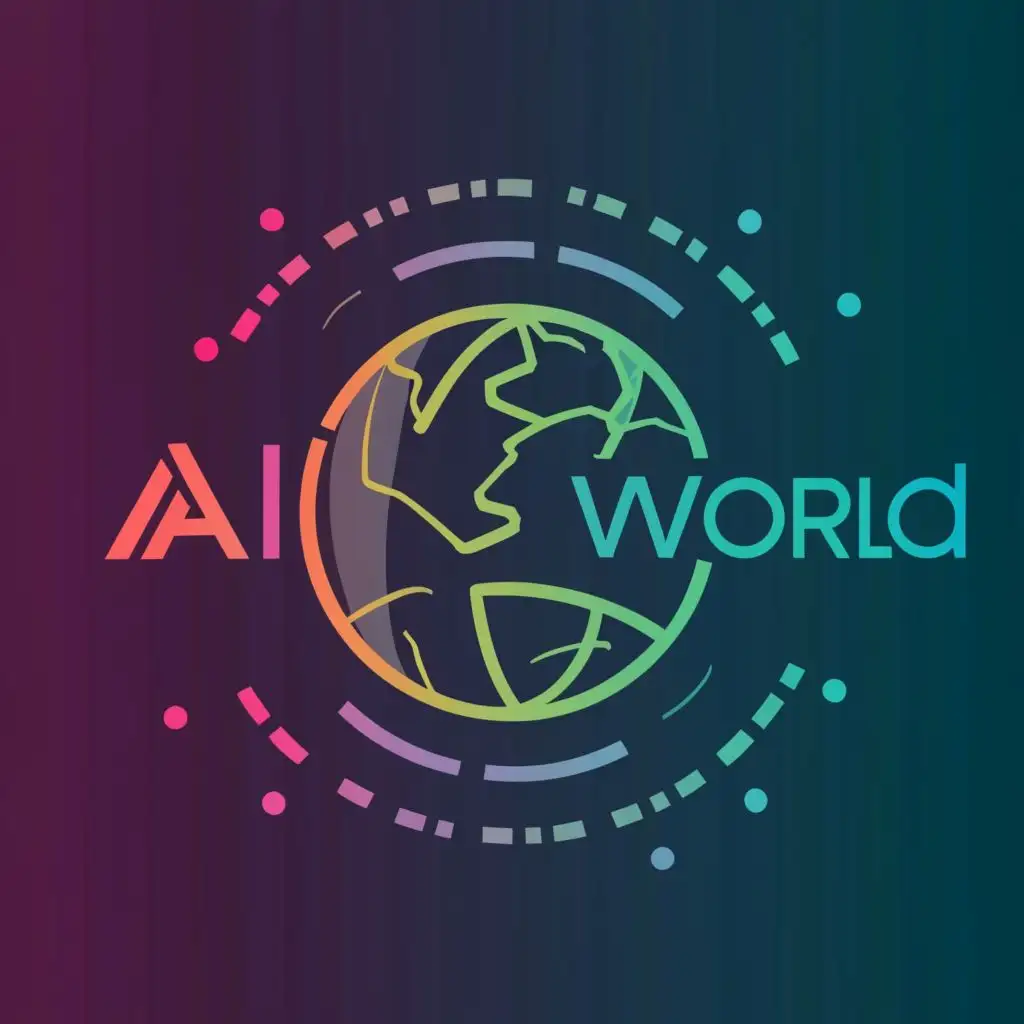 logo, world, Ai , programming, with the text "Ai world", typography