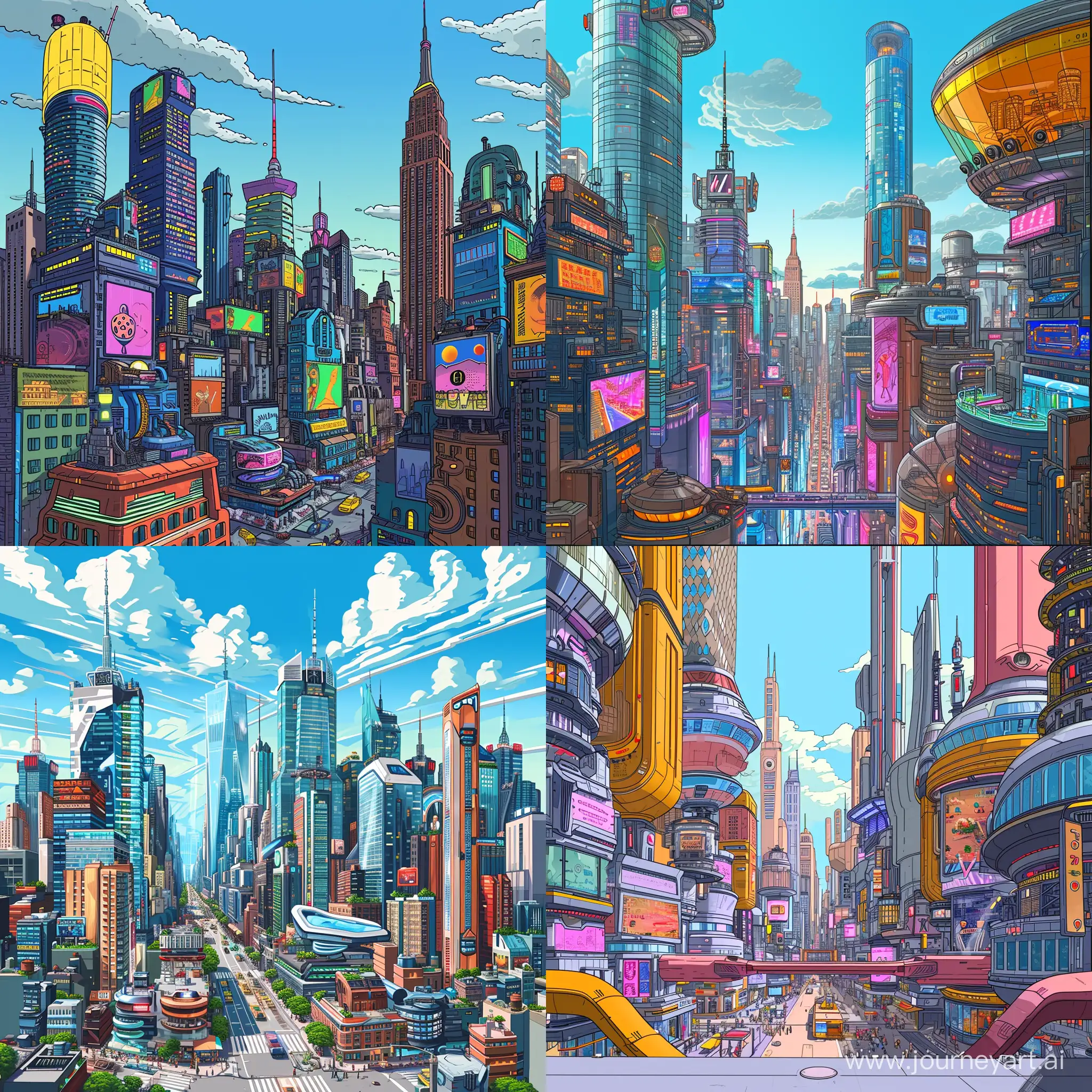 Vibrant-Futuristic-Cartoon-Drawing-of-New-York-City-in-the-2020s