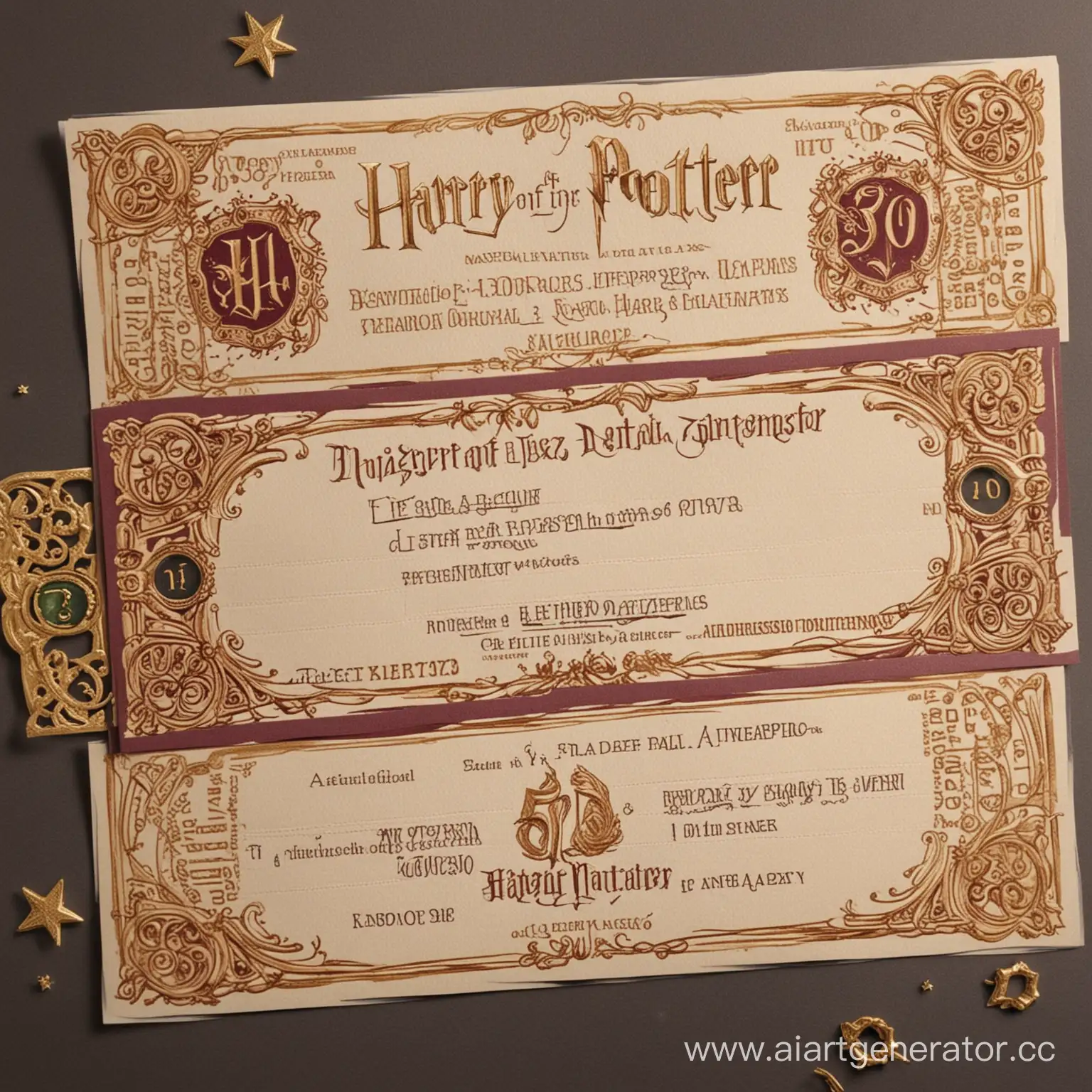 Magical-Harry-Potter-Themed-Wedding-Invitation-Ticket-in-Burgundy-and-Emerald