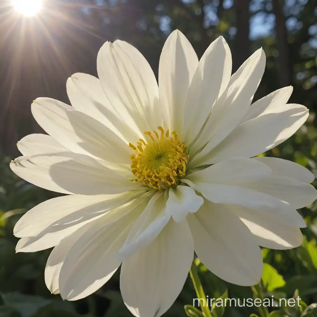 White Flower Bathed in Sunlight