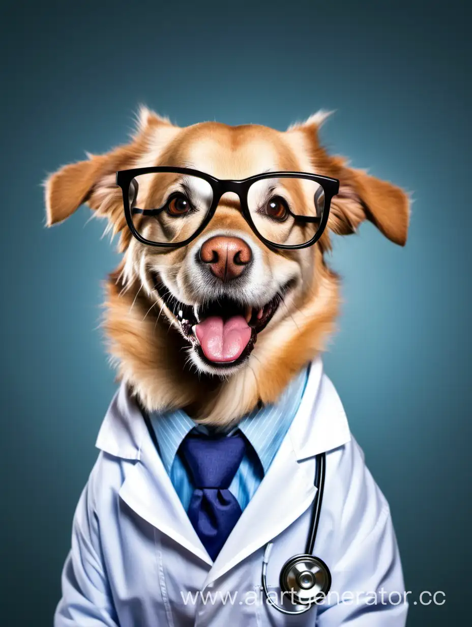 Smiling-Dog-Wearing-Glasses-Plays-Doctor