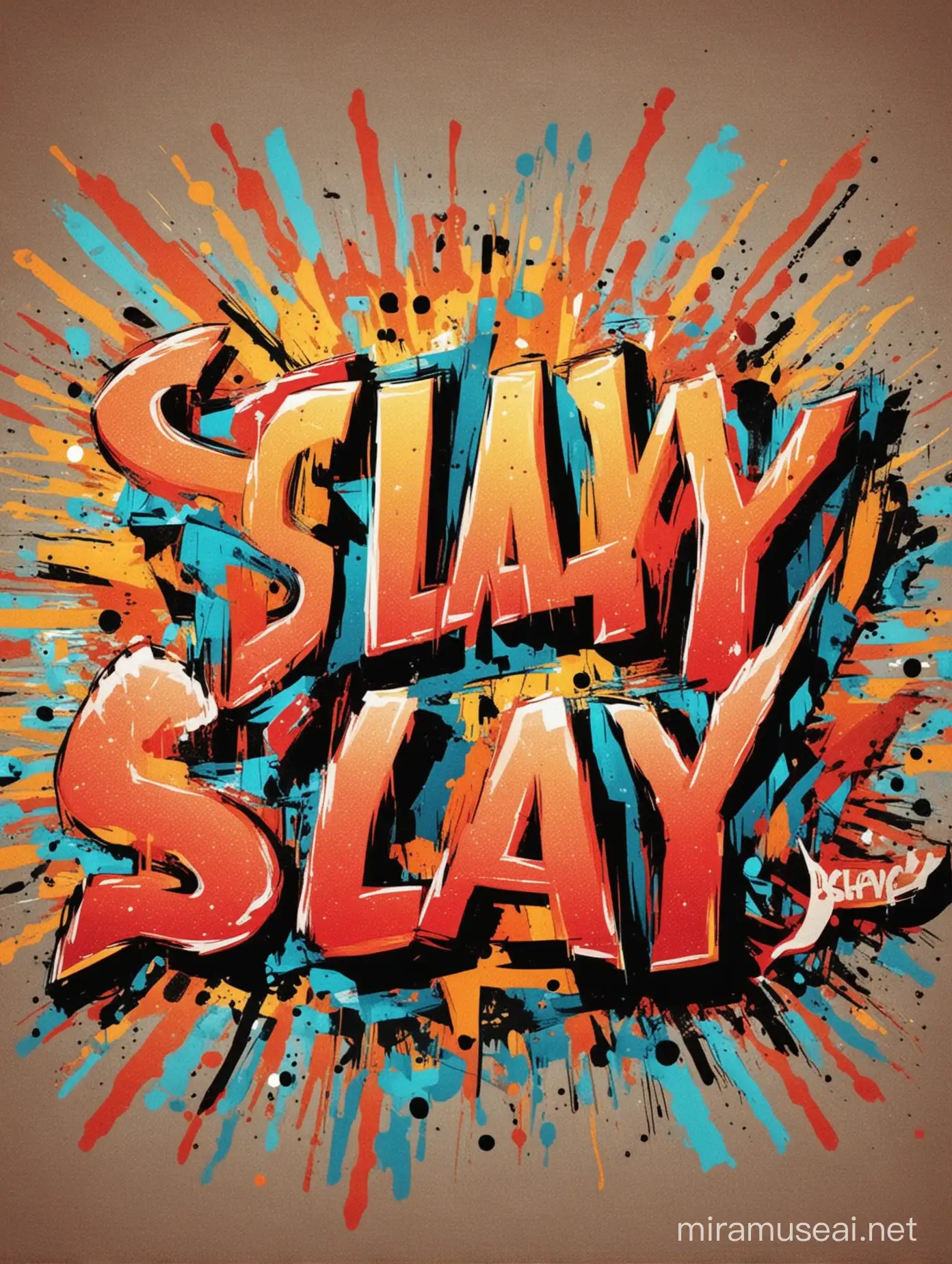 pop art artstyle of text "Slay"
