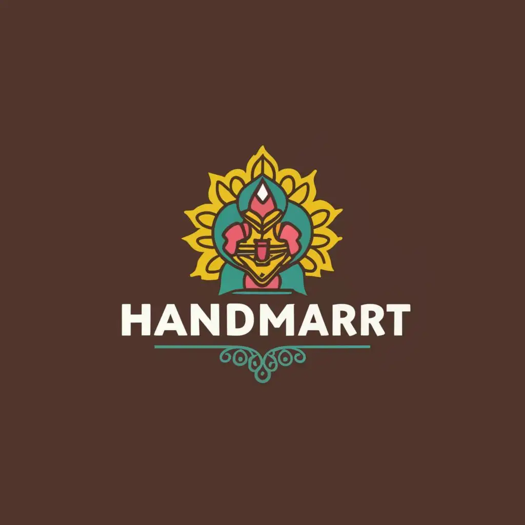 logo, Sarees, with the text "HandMart", typography, be used in Religious industry