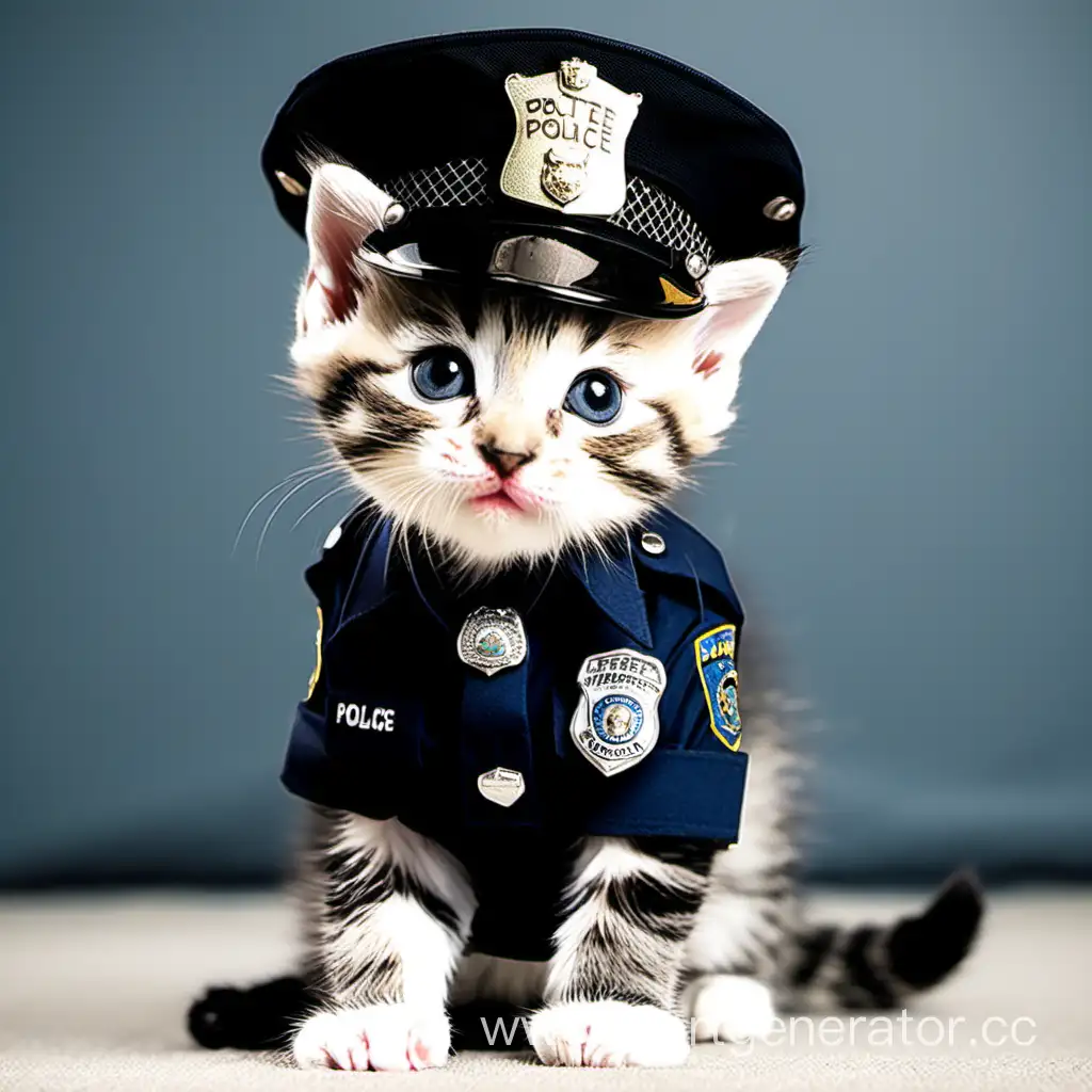 Котенок-полицейский, устраивается на работу 