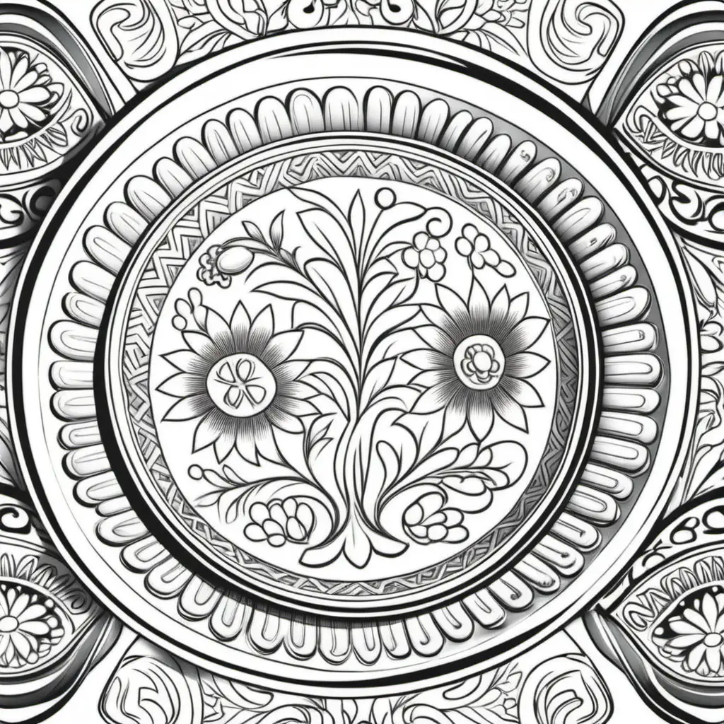coloring page ukrainian ceramic dishes