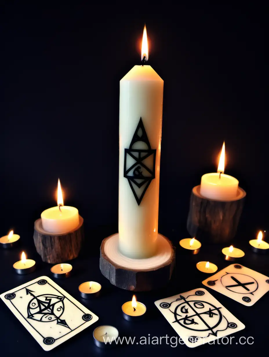 Mystical-Divination-Tools-Tarot-Cards-Runes-Candle-and-Pendulum