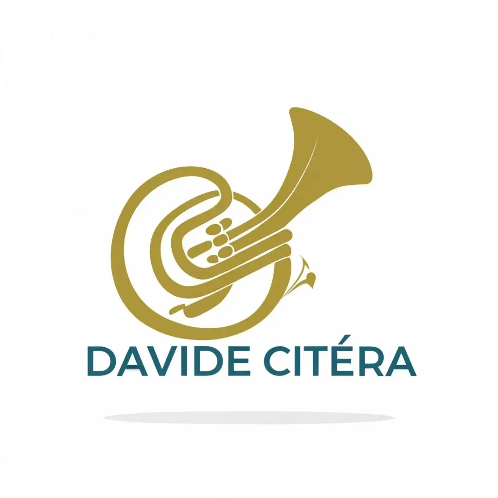 logo, French horn, with the text "Davide Citera", typography, be used in Events industry