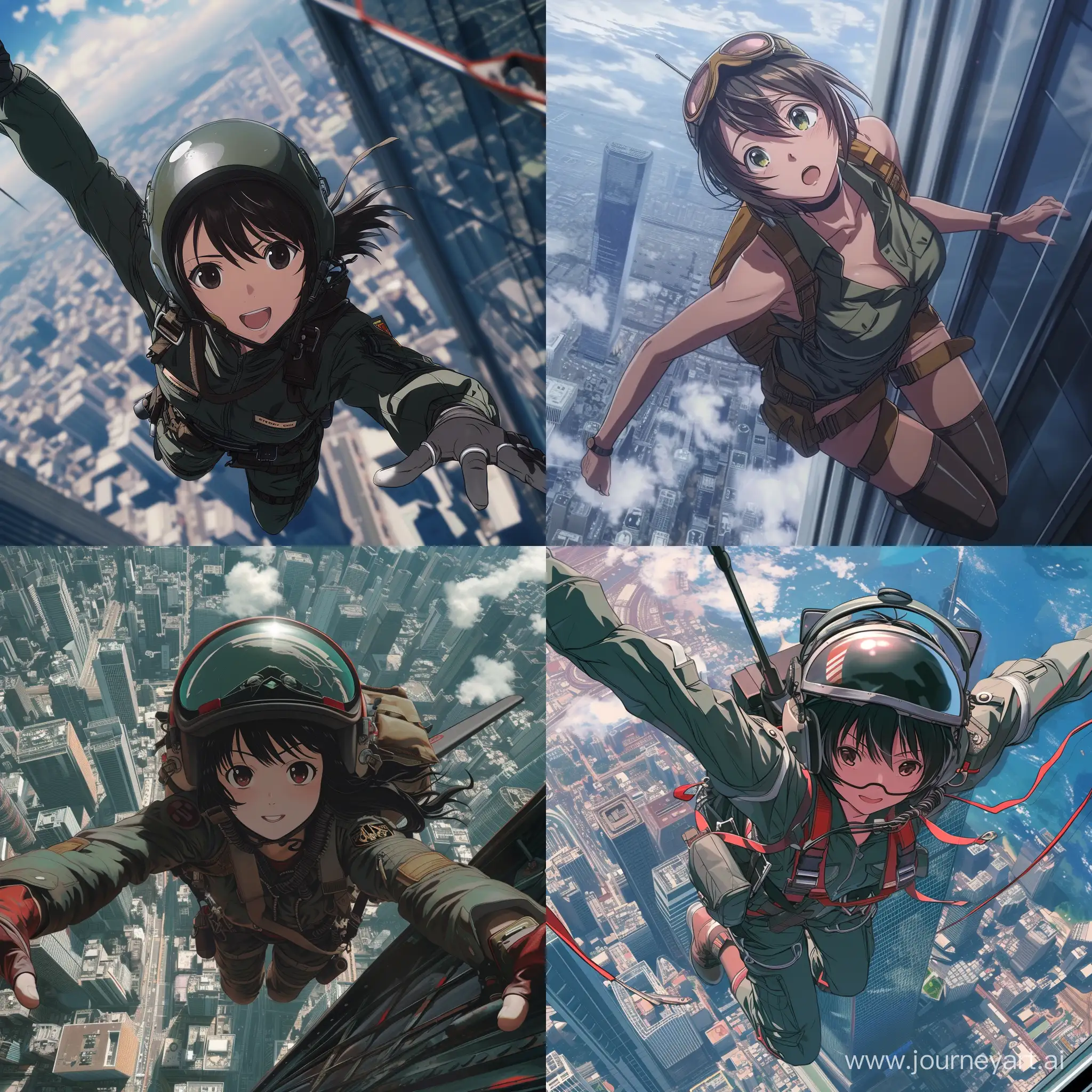 Аниме девочка террорист пилот летит к небоскребу