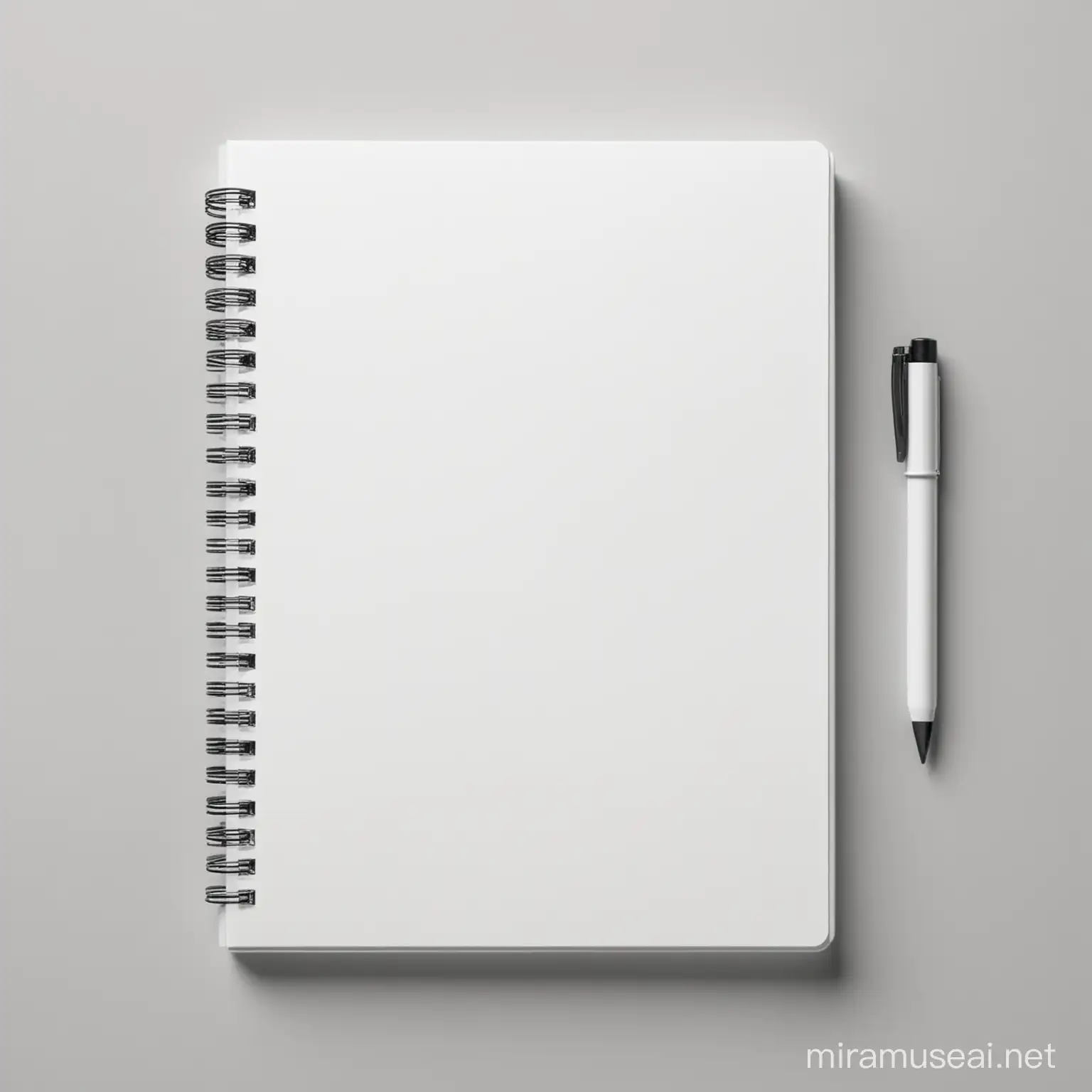 Realistic one bussiness blank hardcover spiral binder notebook mock up design template in front view, white background