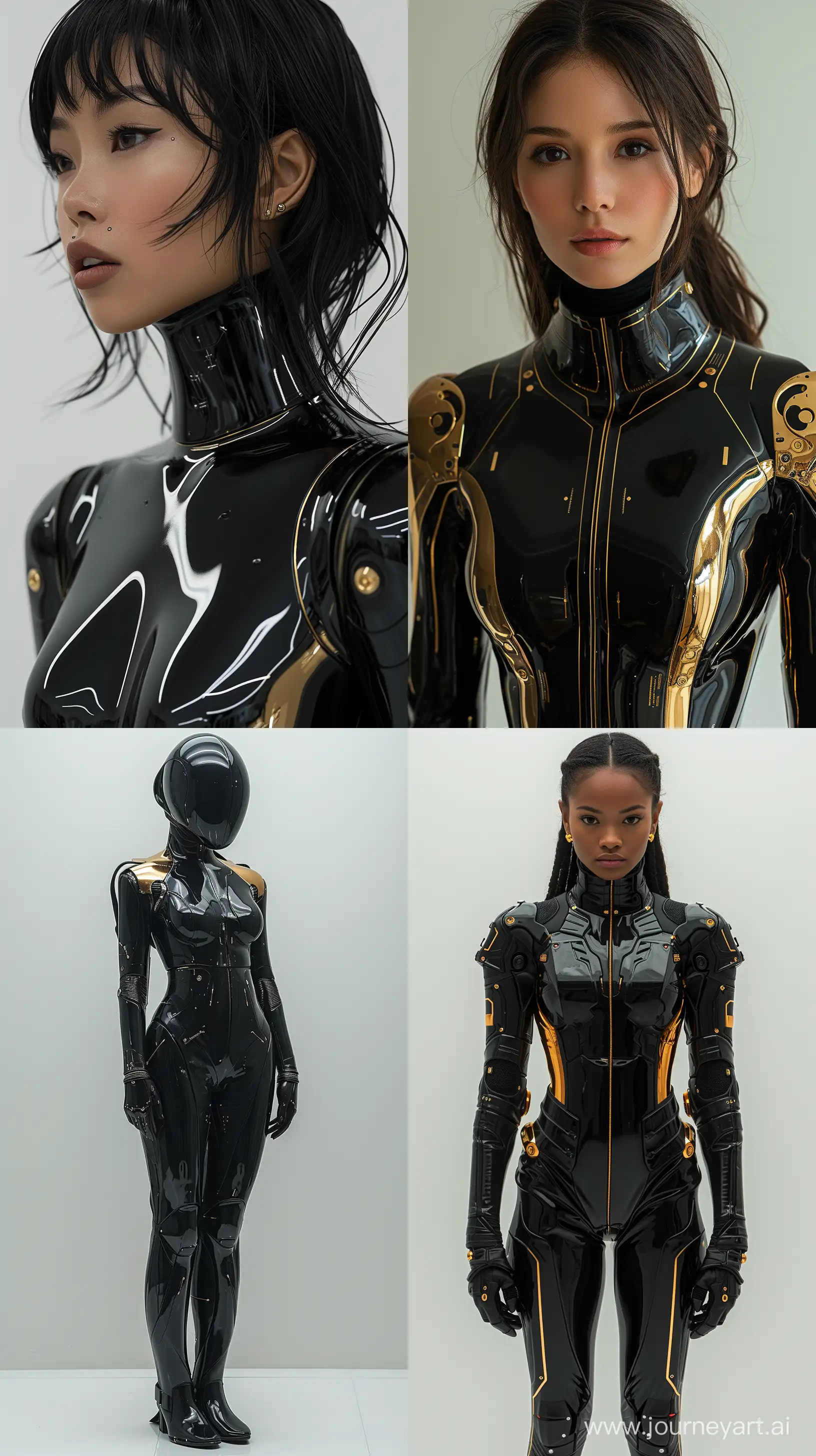 AvantGarde-Female-Human-Cyborg-in-Black-and-Polished-Gold-Cyberpunk-2077-Fashion