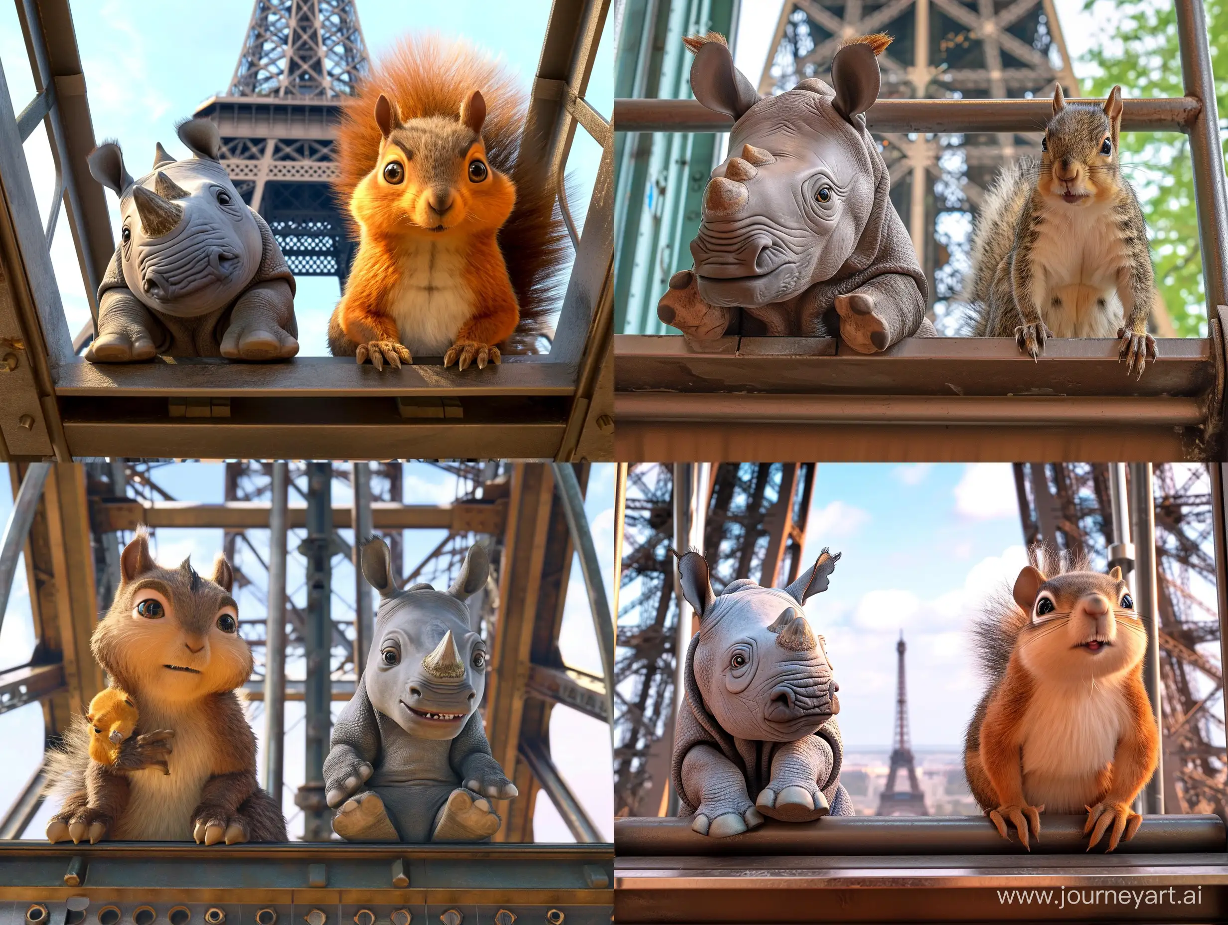 Adorable-Baby-Rhino-and-Squirrel-Adventure-at-the-Eiffel-Tower