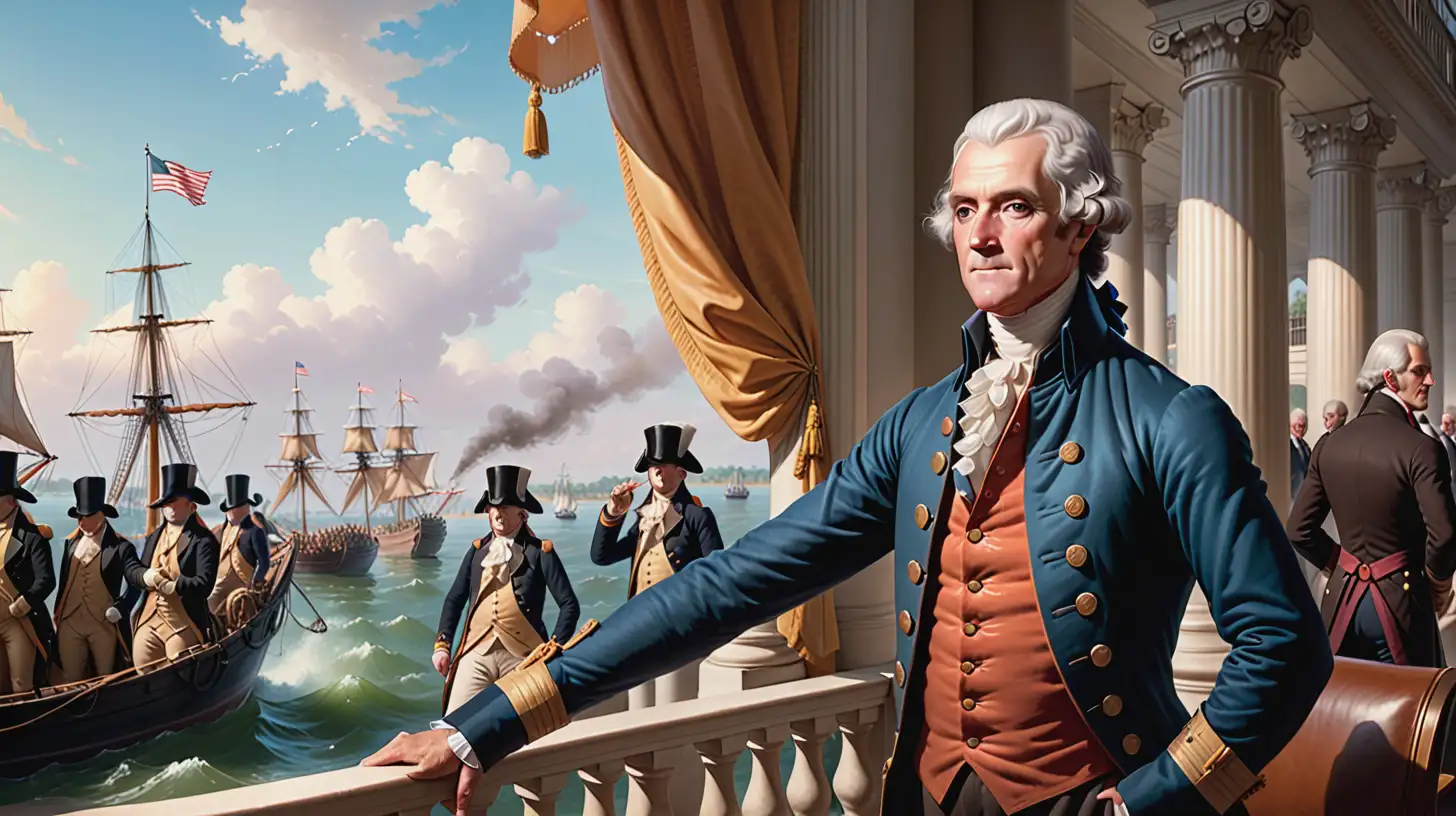 President Jefferson Imposing 1807 Embargo Historical Trade Restriction