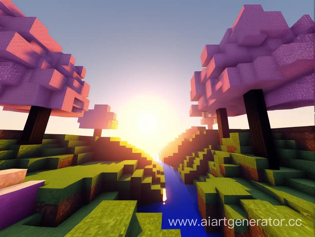 Minecraft-Spring-Sunrise-Landscape