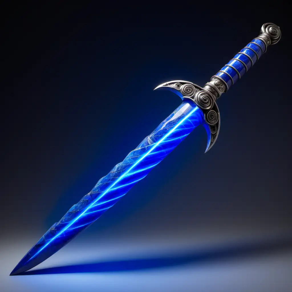 Radiant Lapis Saber A Mesmerizing Weapon with a Spiral Shaft
