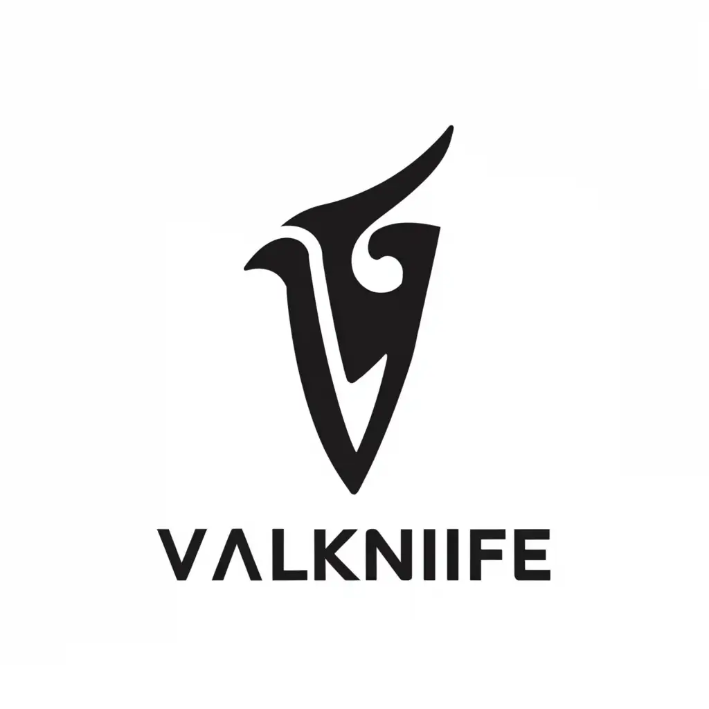 a logo design,with the text "ValKnife", main symbol:V, black and white, Karambit knife,complex,be used in Internet industry,clear background