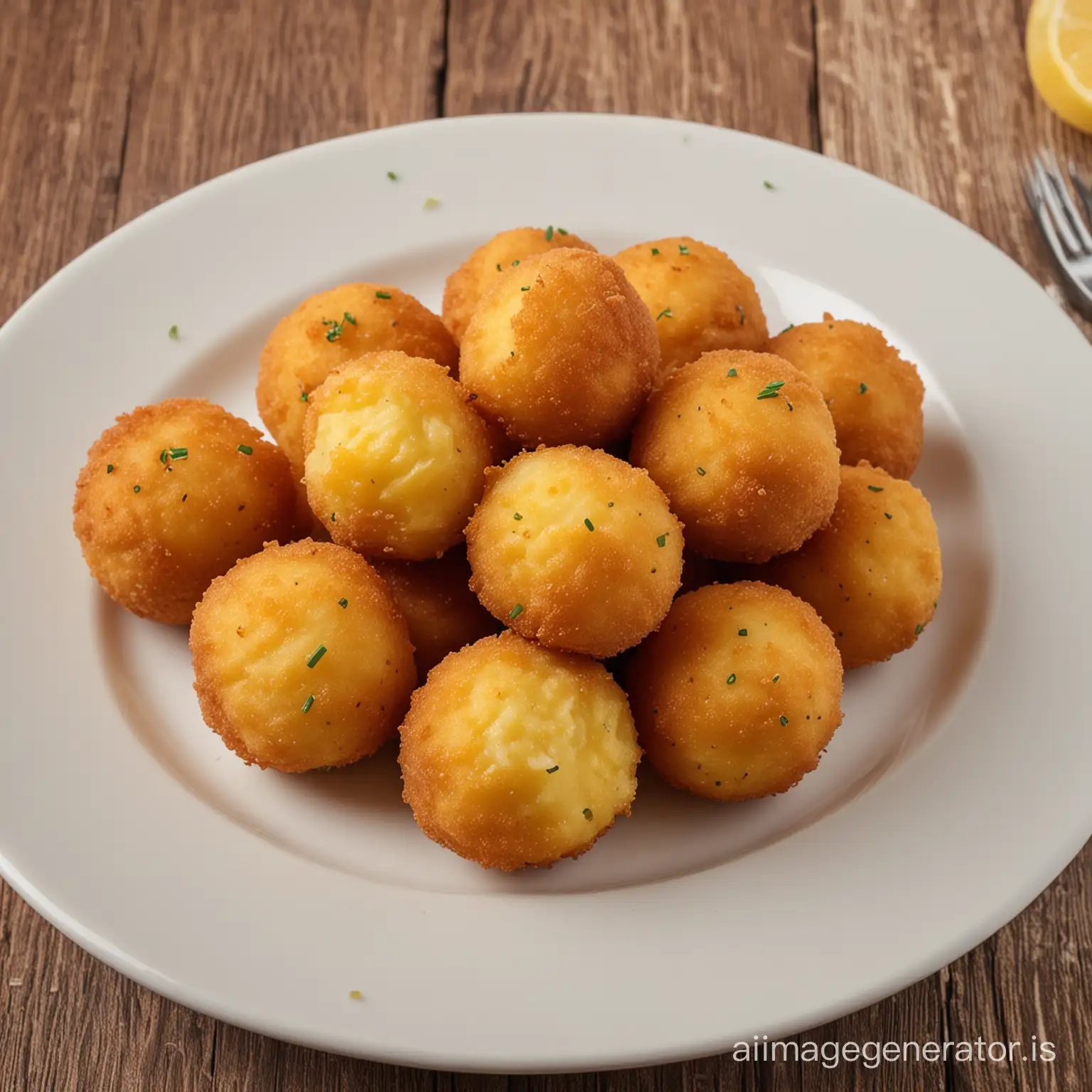 Crispy-Golden-Potato-Nugget-Balls-on-Rustic-Wooden-Table